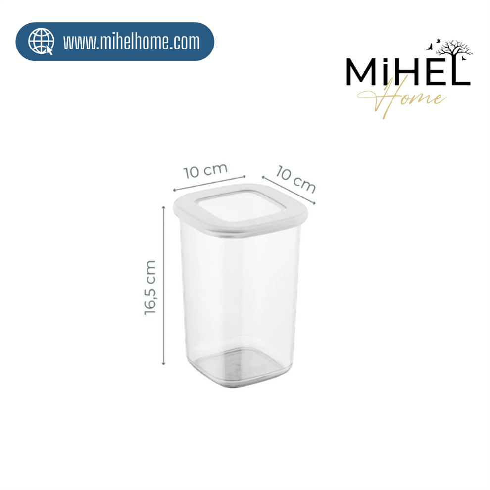 Mihel Poly 12'li 1200ml Kare Saklama Kabı Beyaz RenkMİHEL