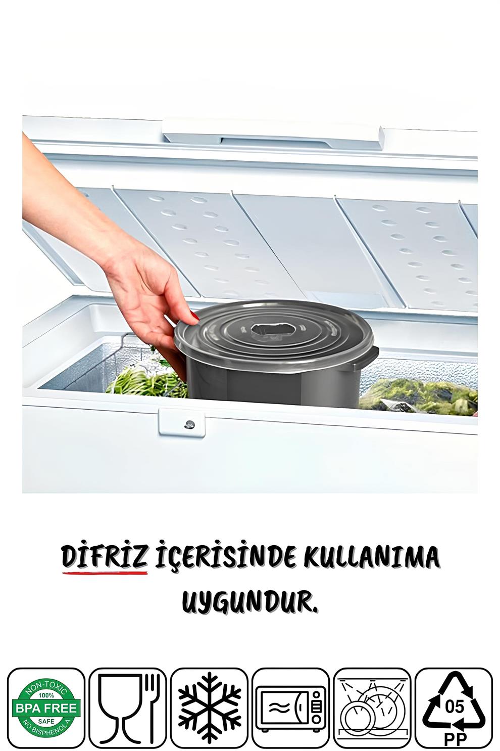 Mikrodalga Ve Difrizde Kullanılabilen Saklama Kabı Seti Yuvarlak 12'li ANTRASİTMİHEL