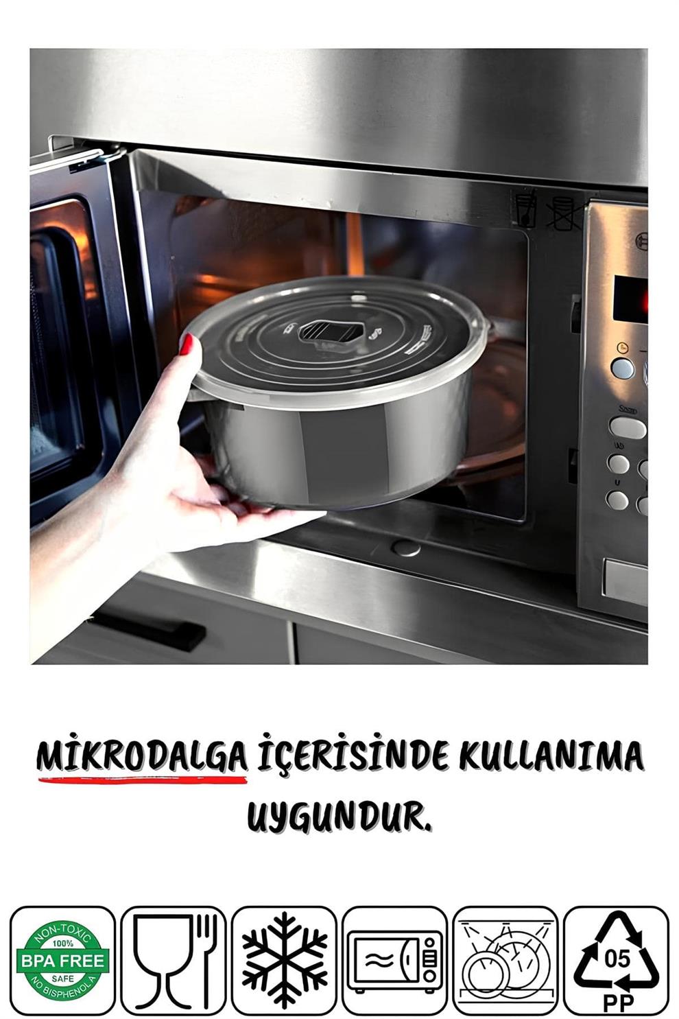 Mikrodalga Ve Difrizde Kullanılabilen Saklama Kabı Seti Yuvarlak 12'li ANTRASİTMİHEL