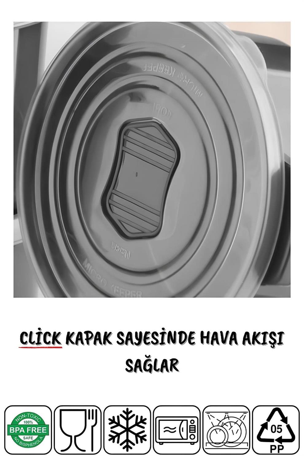 Mikrodalga Ve Difrizde Kullanılabilen Saklama Kabı Seti Yuvarlak 12'li ANTRASİTMİHEL