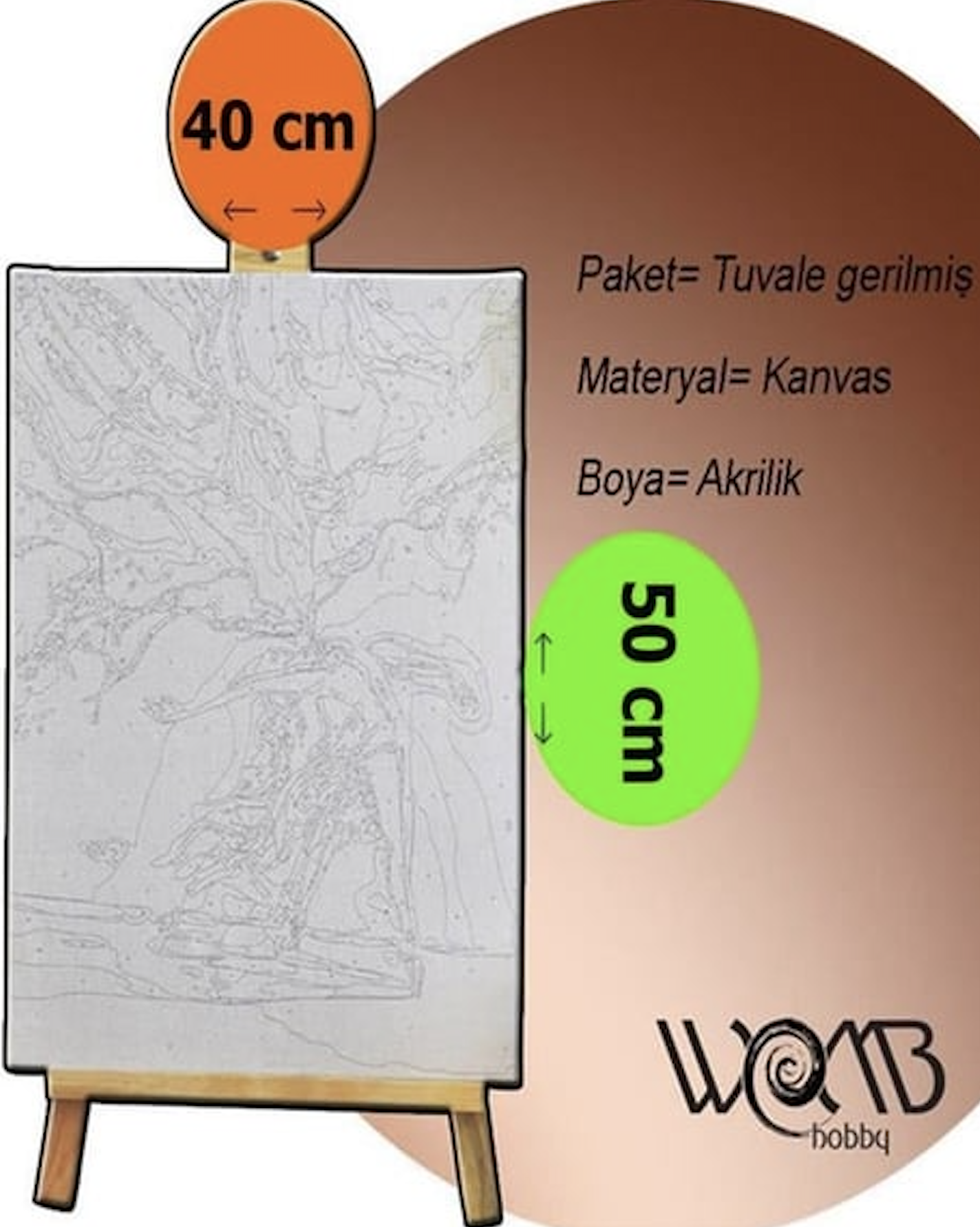 3. Kedi Boyama Seti 40x50 cm (Tuvale Gerili)
