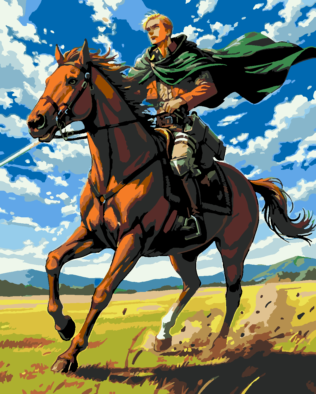 Attack of Titan Komutan Erwin  3  Boyama Seti 40x50 cm (Tuvale Gerili)