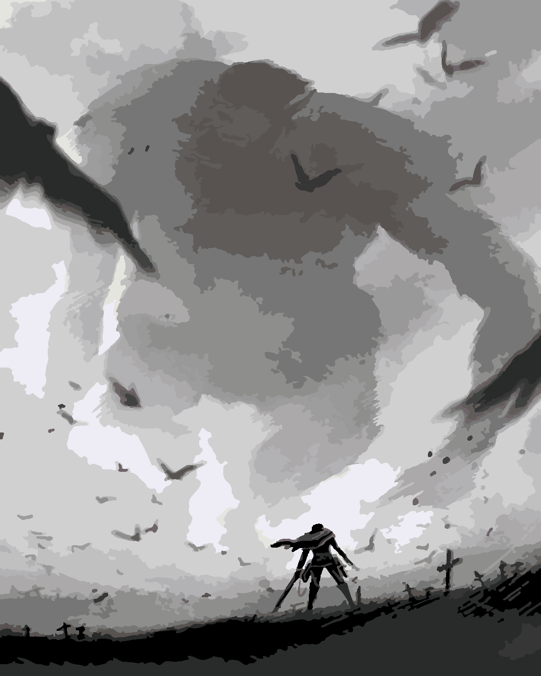 Attack of TitAttack of Titan  Levi Canavar Titana Karşı Boyama Seti 40x50 cm (Tuvale Gerili)