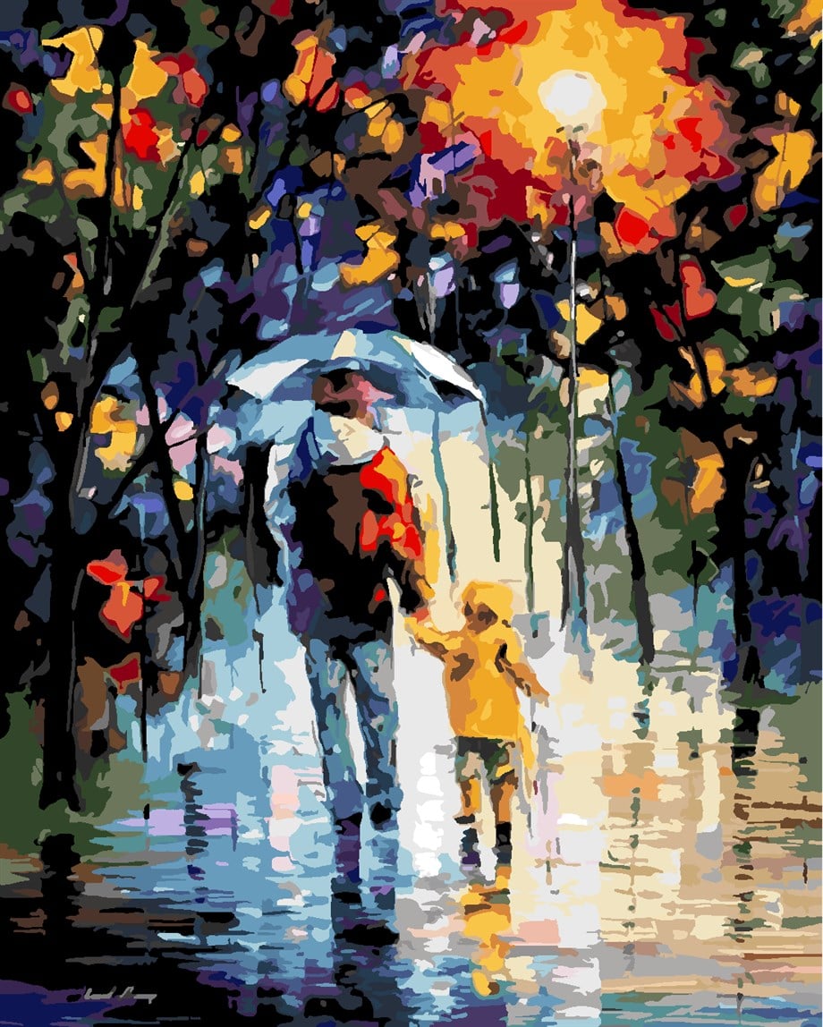Baba Ve Çocuk Sayılarla Boyama Seti 50x65 cm (Tuvale Gerili)