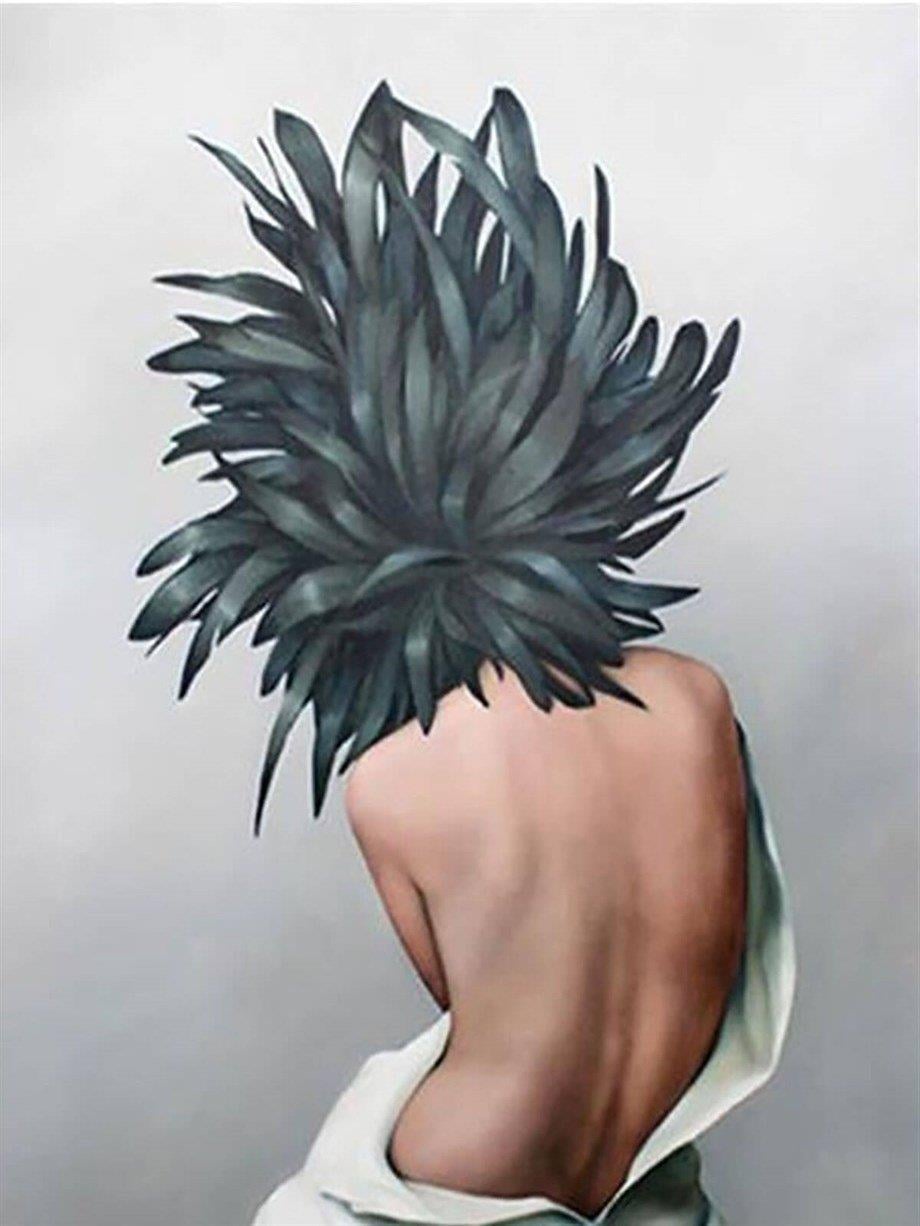 Çiçeklenmek Çıplak Sırt Sayılarla Boyama Seti(40x50 cm Tuval Şasesine Gerili)