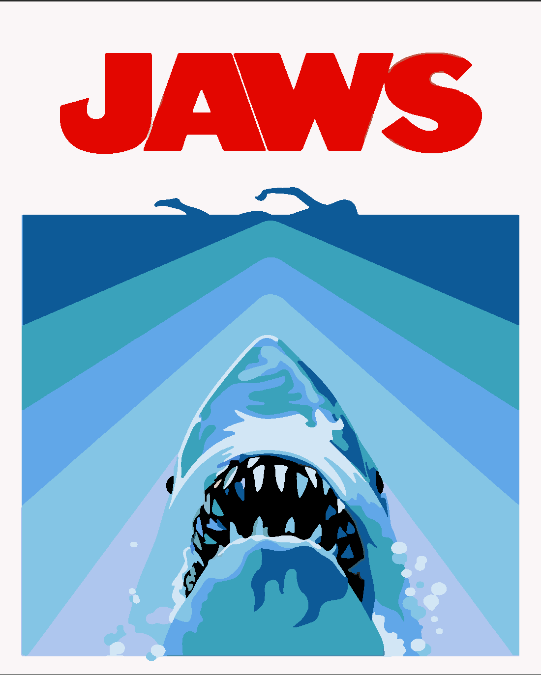 Denizin Dişleri (Jaws) Sayılarla Boyama Seti Sayılarla Boyama Seti 40x50 cm (Tuvale Gerili)