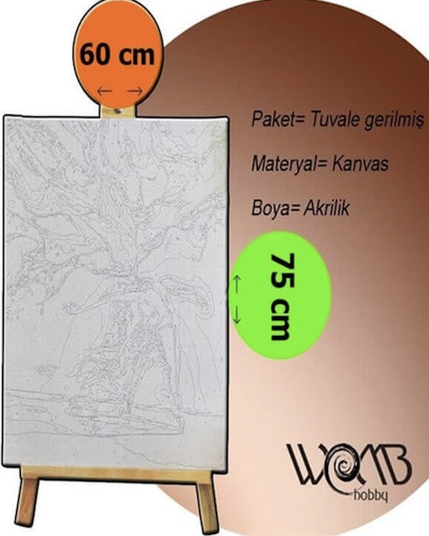 Küresel Kasaba Sayılarla Boyama Seti 40x50 cm (Tuvale Gerili)