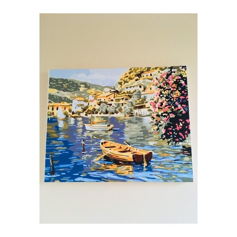 Sahil Kasabası 3 Sayılarla Boyama Seti 40x50 cm (Tuvale Gerili)