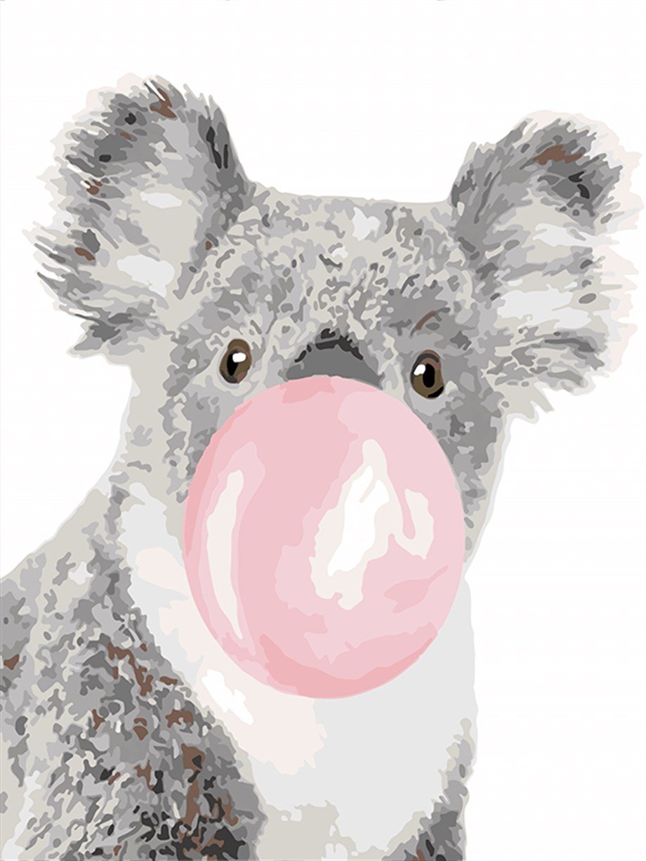 Sakız Çiğneyen Koala Sayılarla Boyama Seti 50x65 cm (Tuvale Gerili)