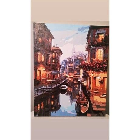 Venedik Kanal Sayılarla Boyama Seti  (Tuvale Gerili)