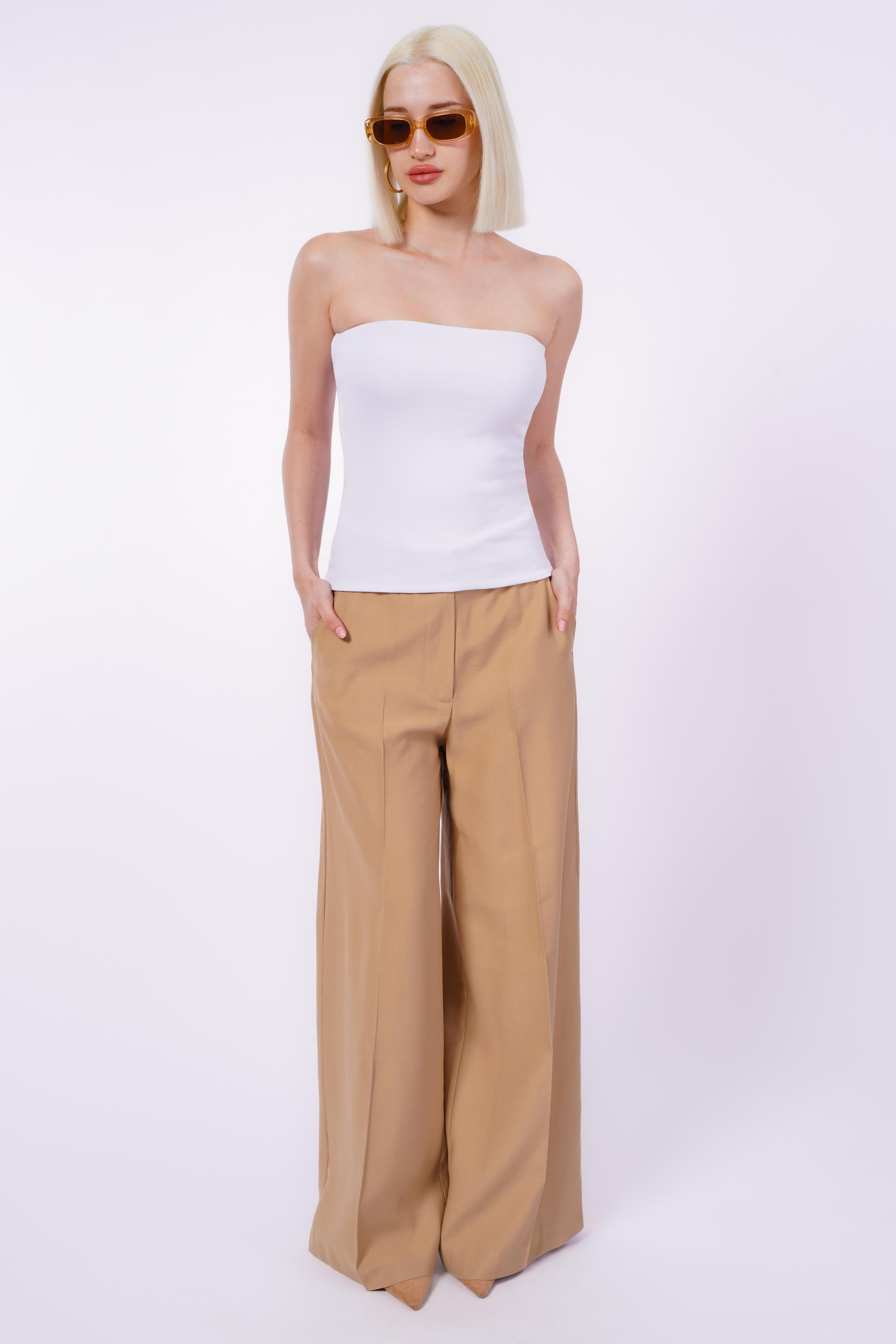 Beyaz Straplez Basic Kadın Bluz Sh247
