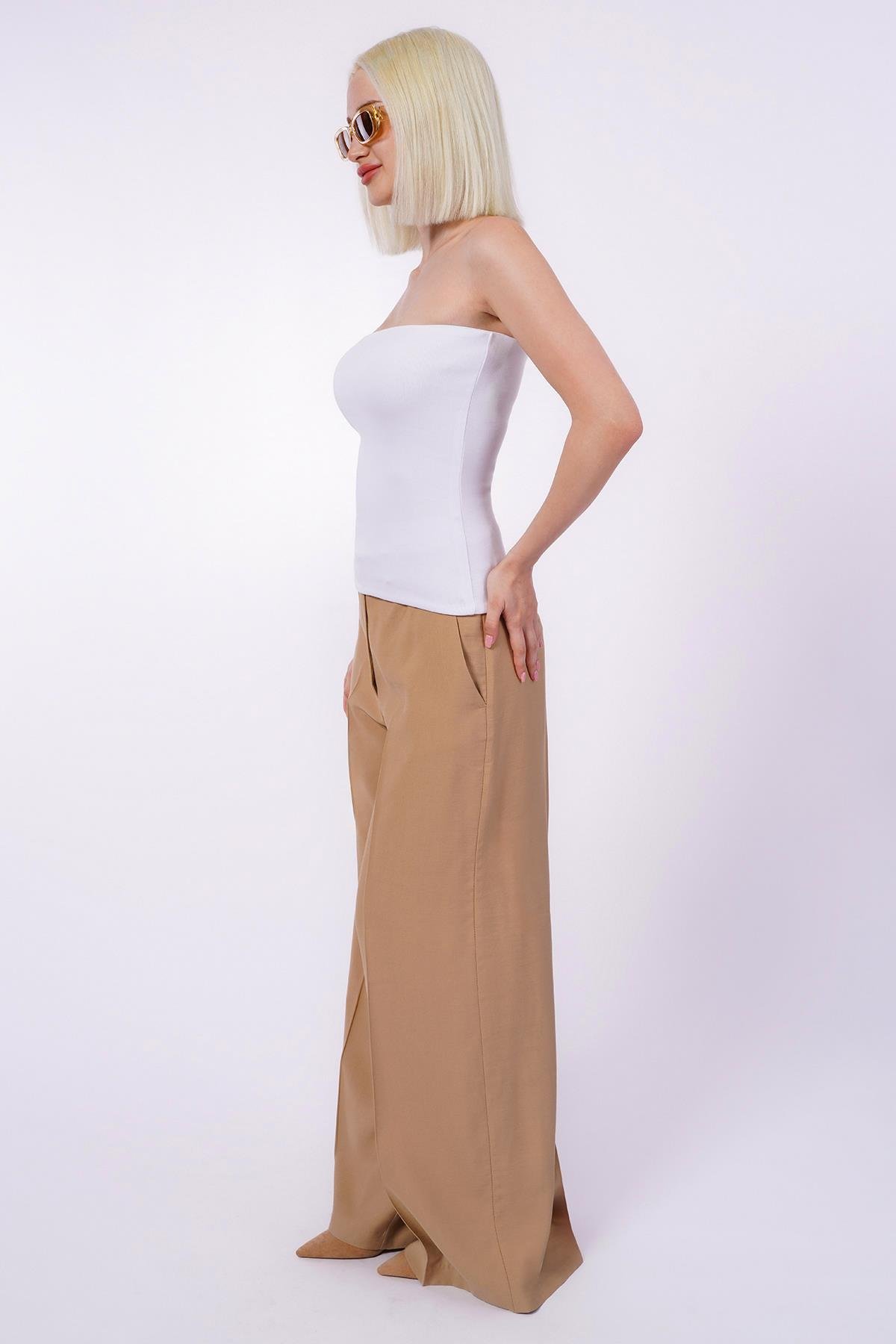 Beyaz Straplez Basic Kadın Bluz Sh247
