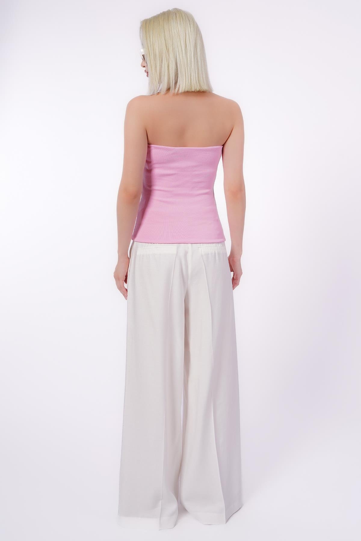 Pembe Straplez Basic Kadın Bluz Sh247
