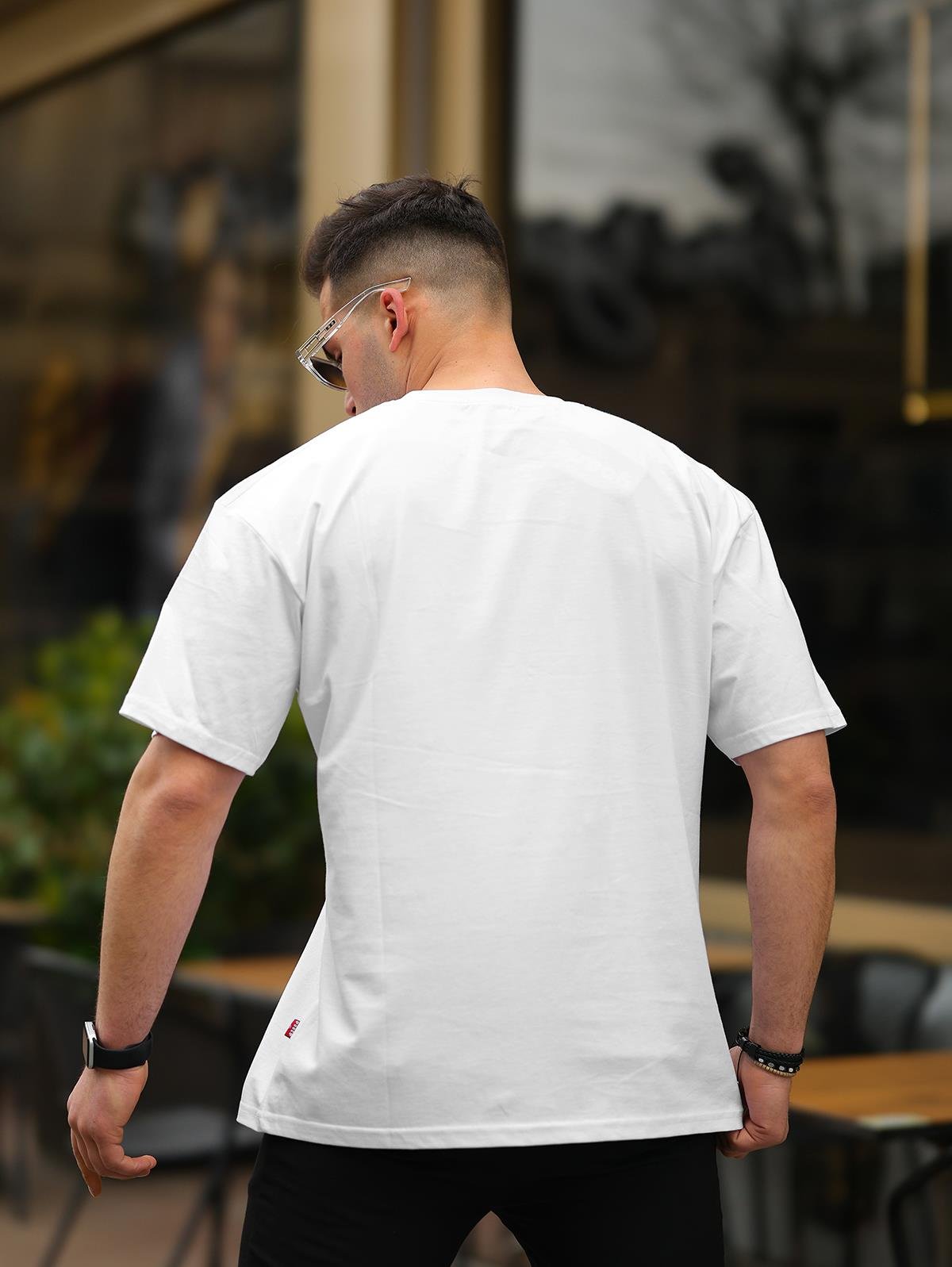Erkek Beyaz Basic Oversize T-shirt