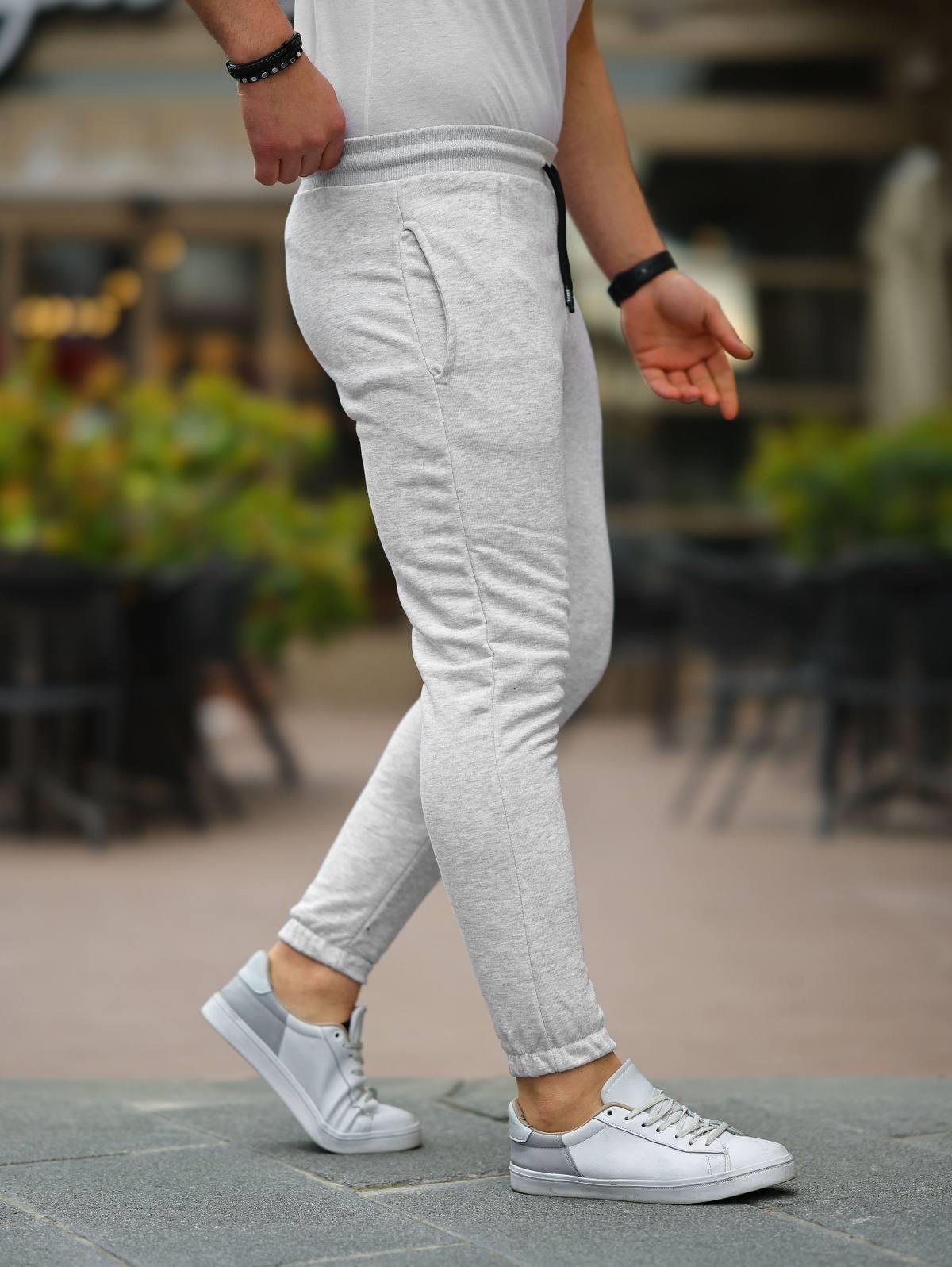 Erkek Gri Basic Slim Fit Eşofman Altı