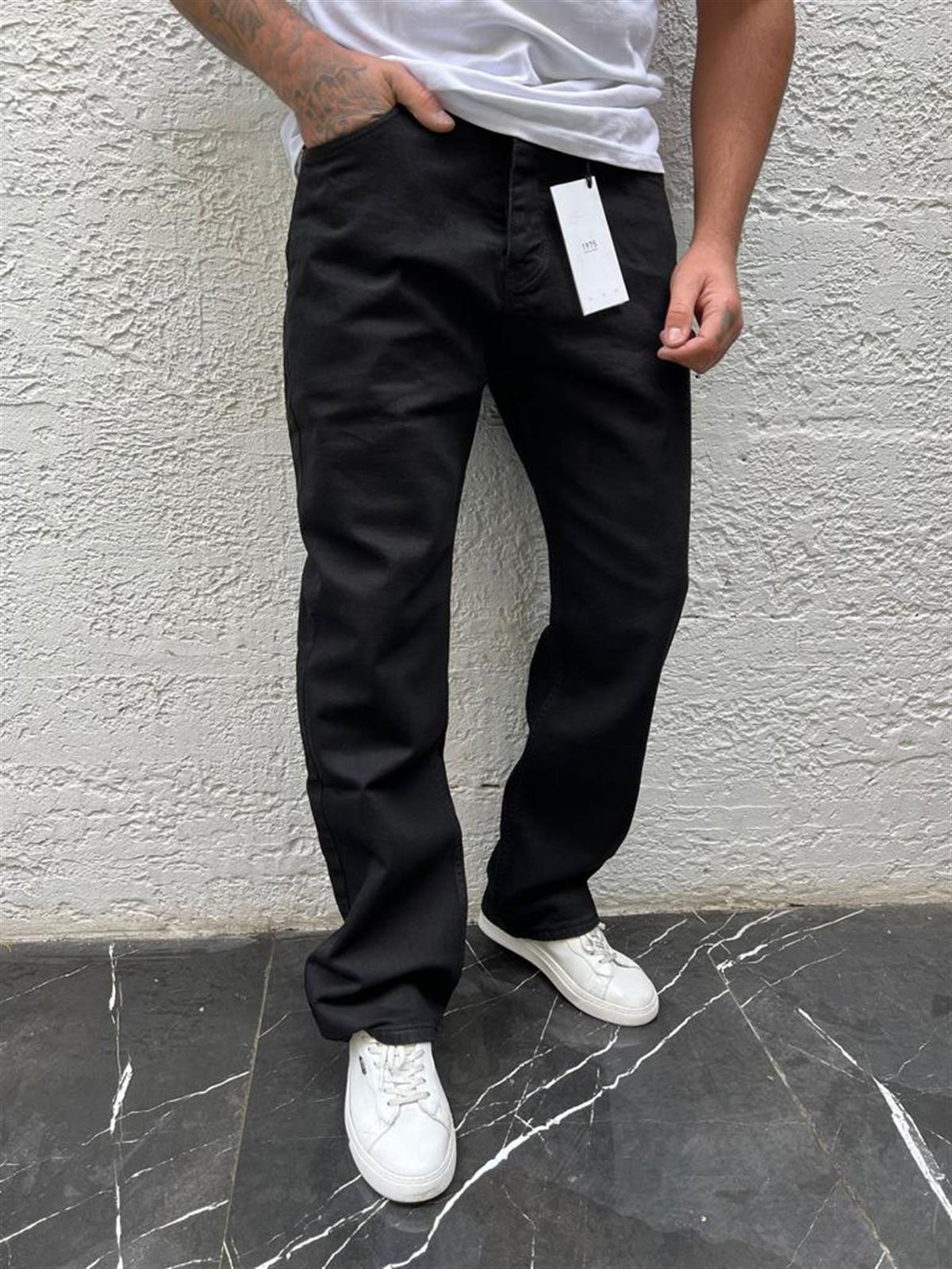 Erkek Siyah Baggy Denim Pantolon