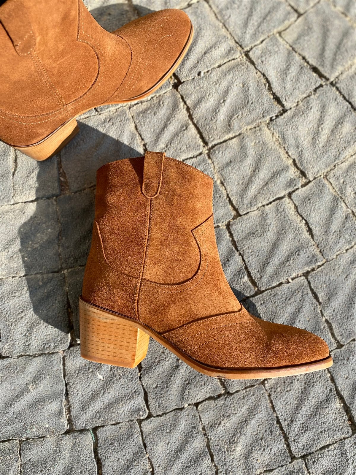 HAKİKİ SÜET TABA WESTERN TOPUKLU BOT