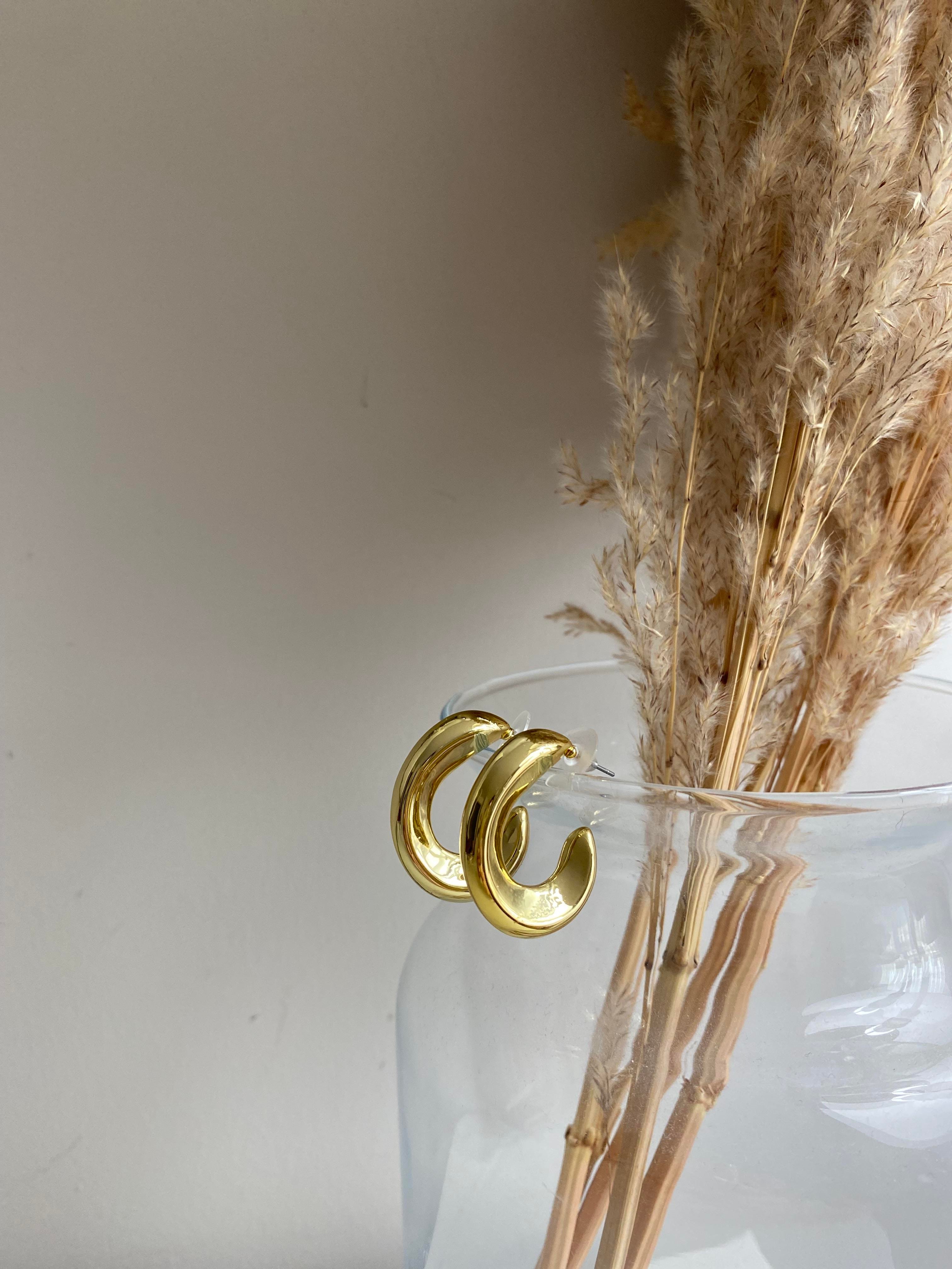 OVAL İÇİ BOŞ GOLD KÜPE