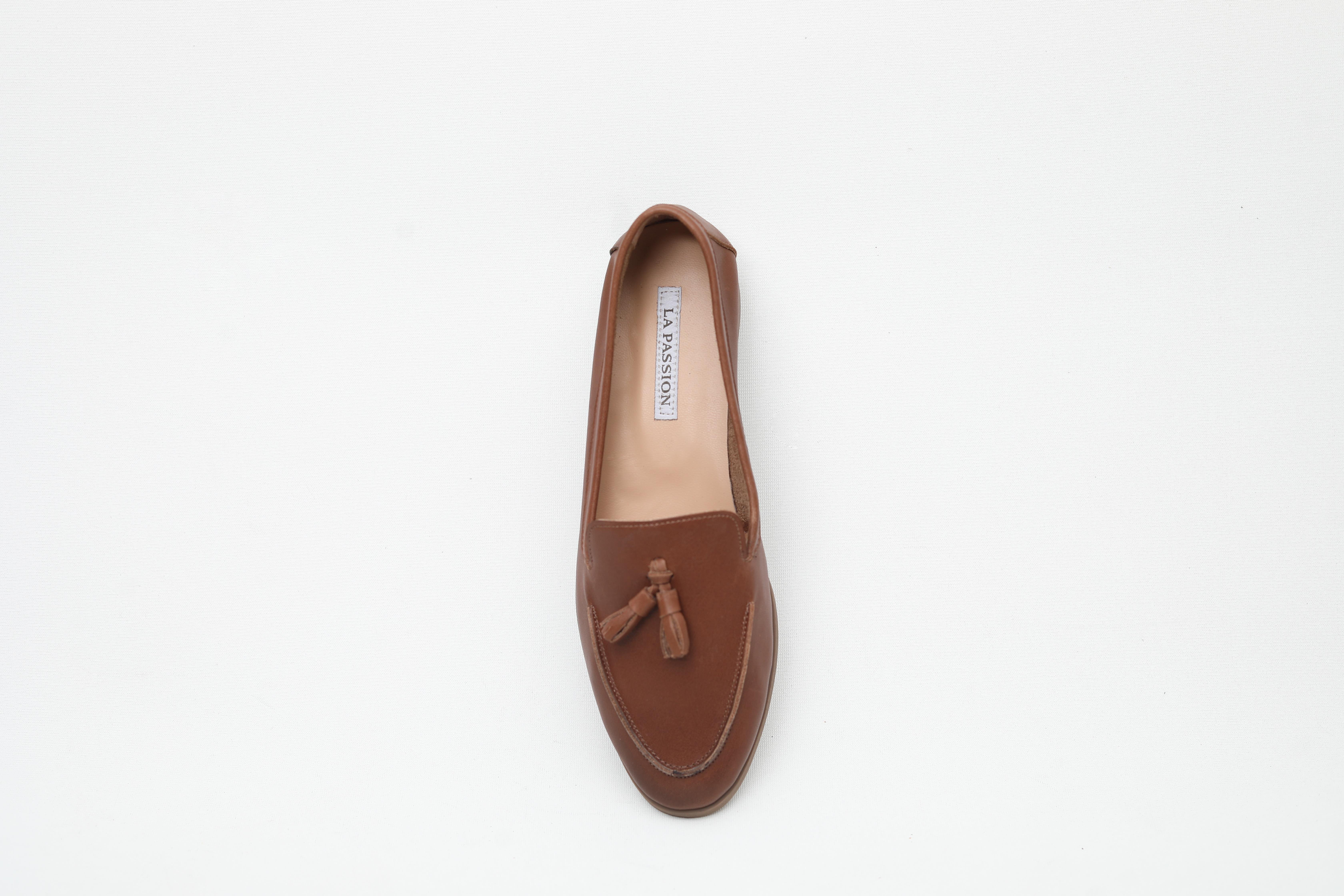 PÜSKÜLLÜ HAKİKİ DERİ KAHVE LOAFER