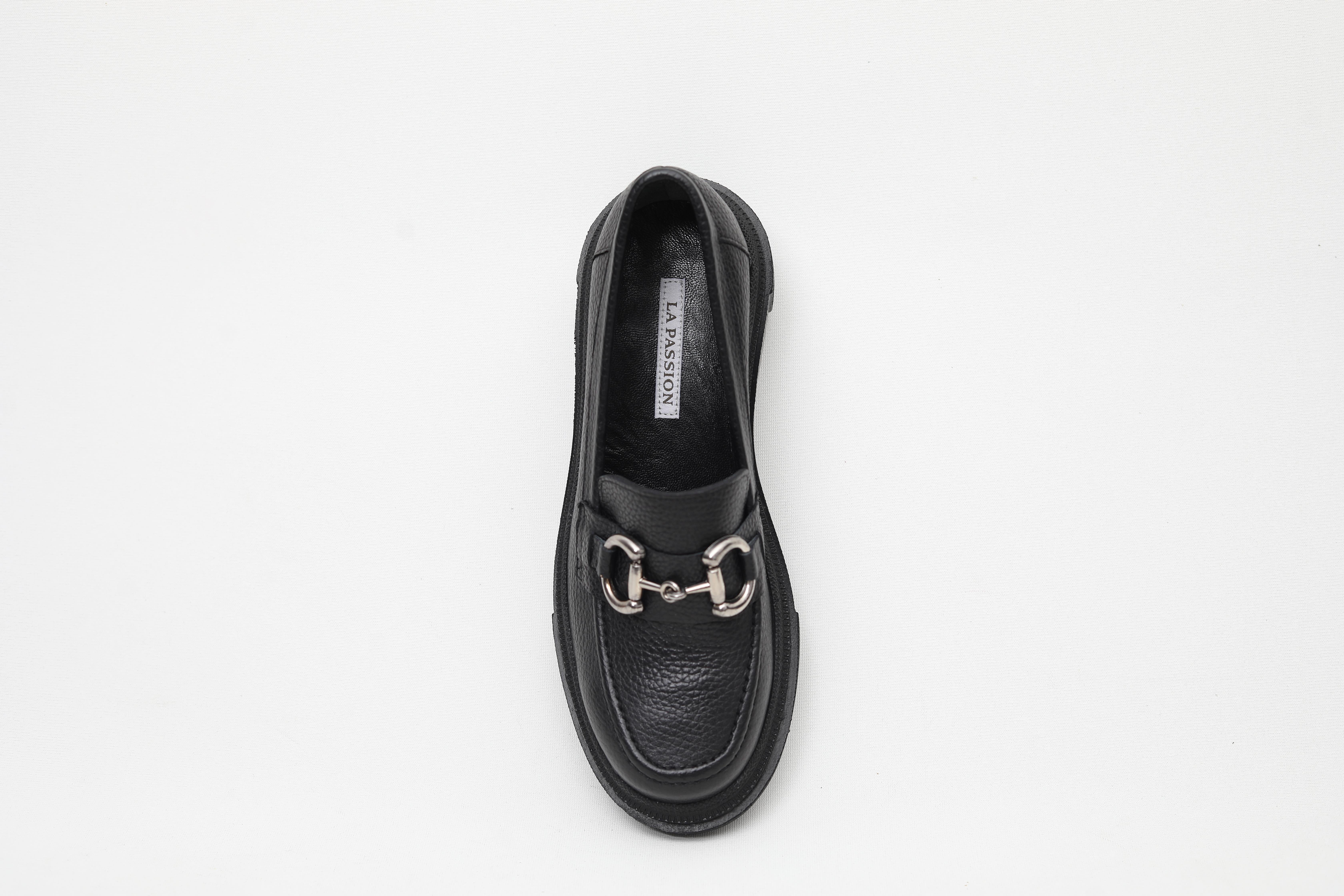 SİYAH TOKALI HAKİKİ DERİ KALIN TABAN LOAFER