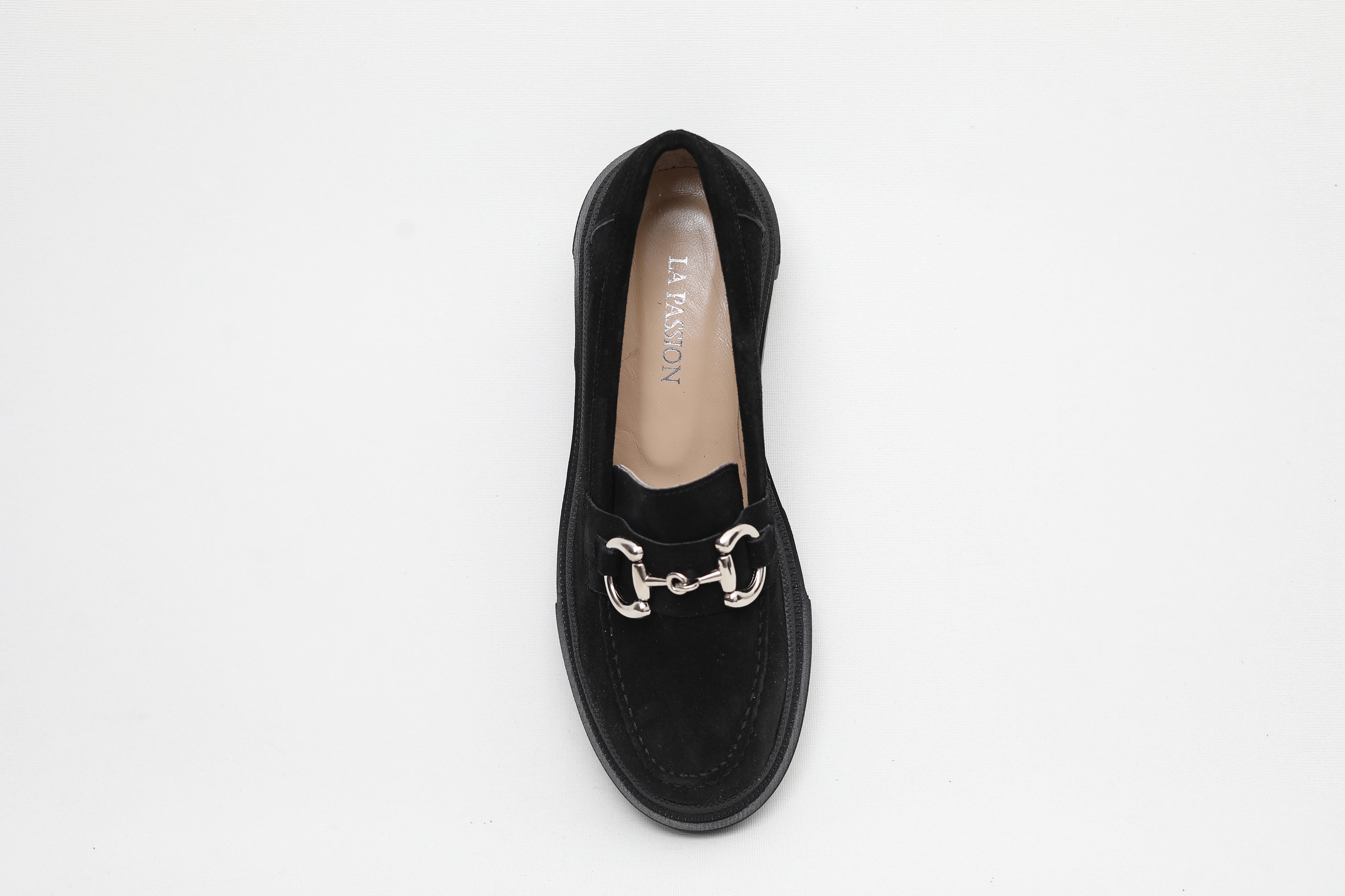 SİYAH TOKALI HAKİKİ SÜET KALIN TABAN LOAFER