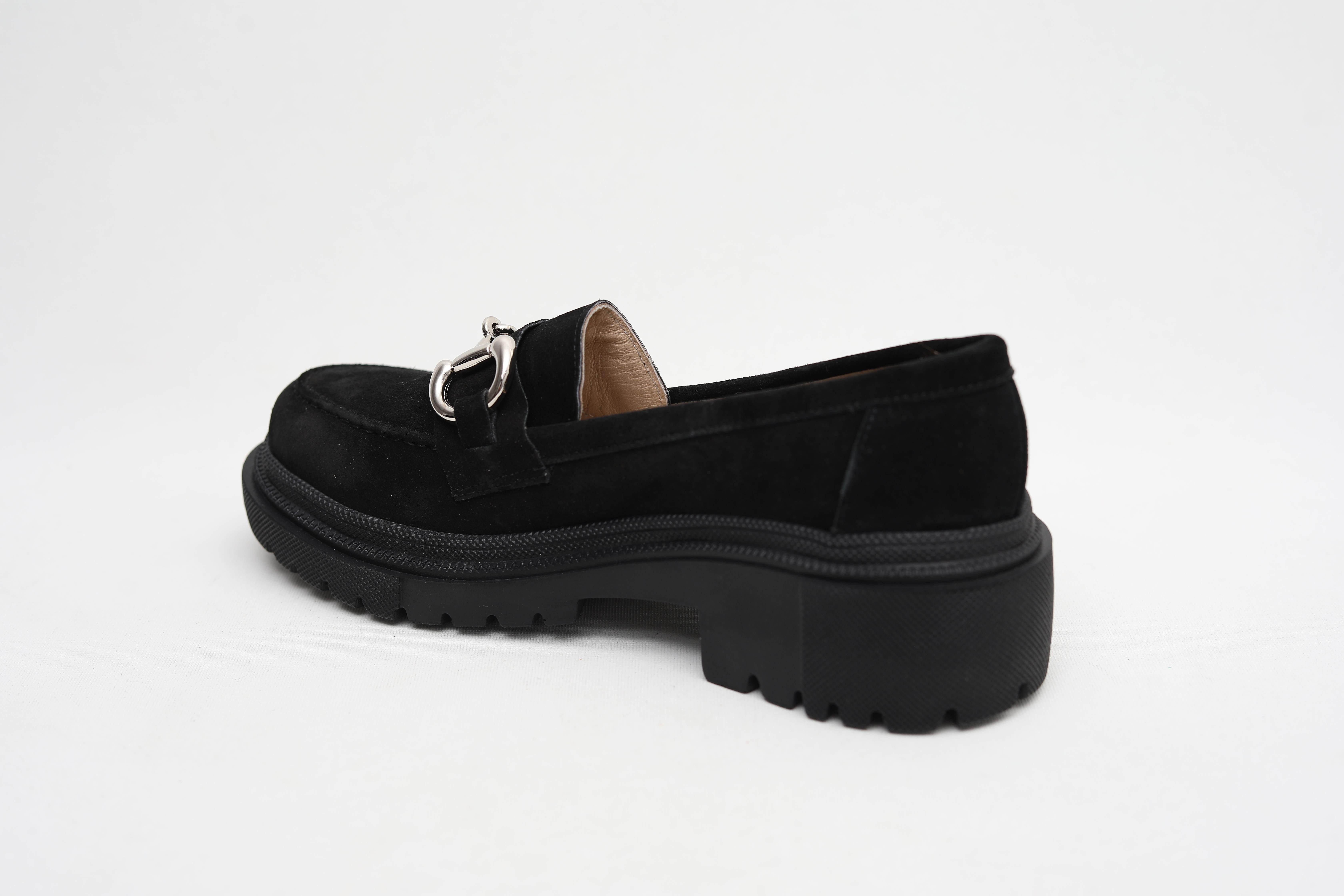 SİYAH TOKALI HAKİKİ SÜET KALIN TABAN LOAFER