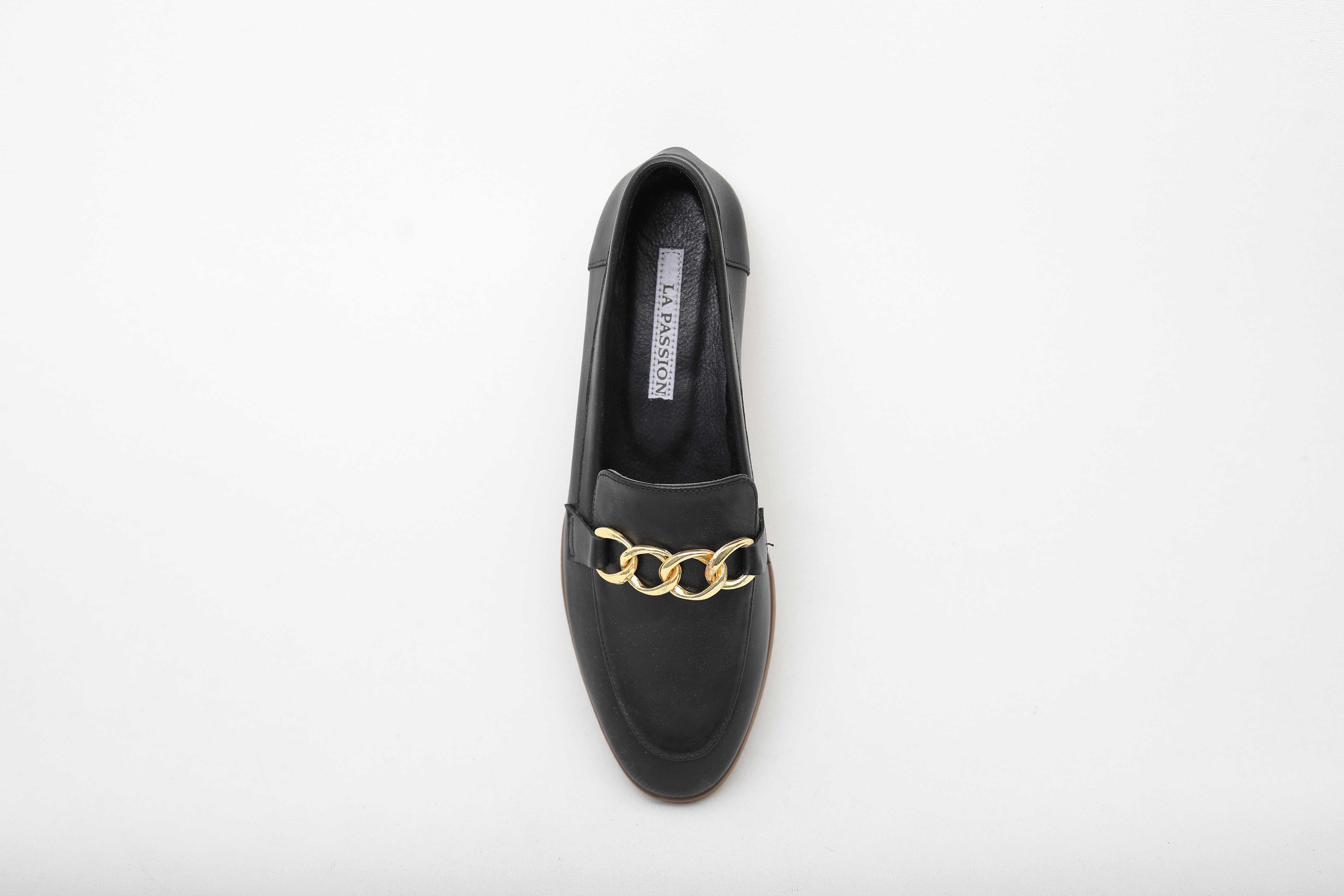 ZİNCİRLİ HAKİKİ DERİ SİYAH LOAFER