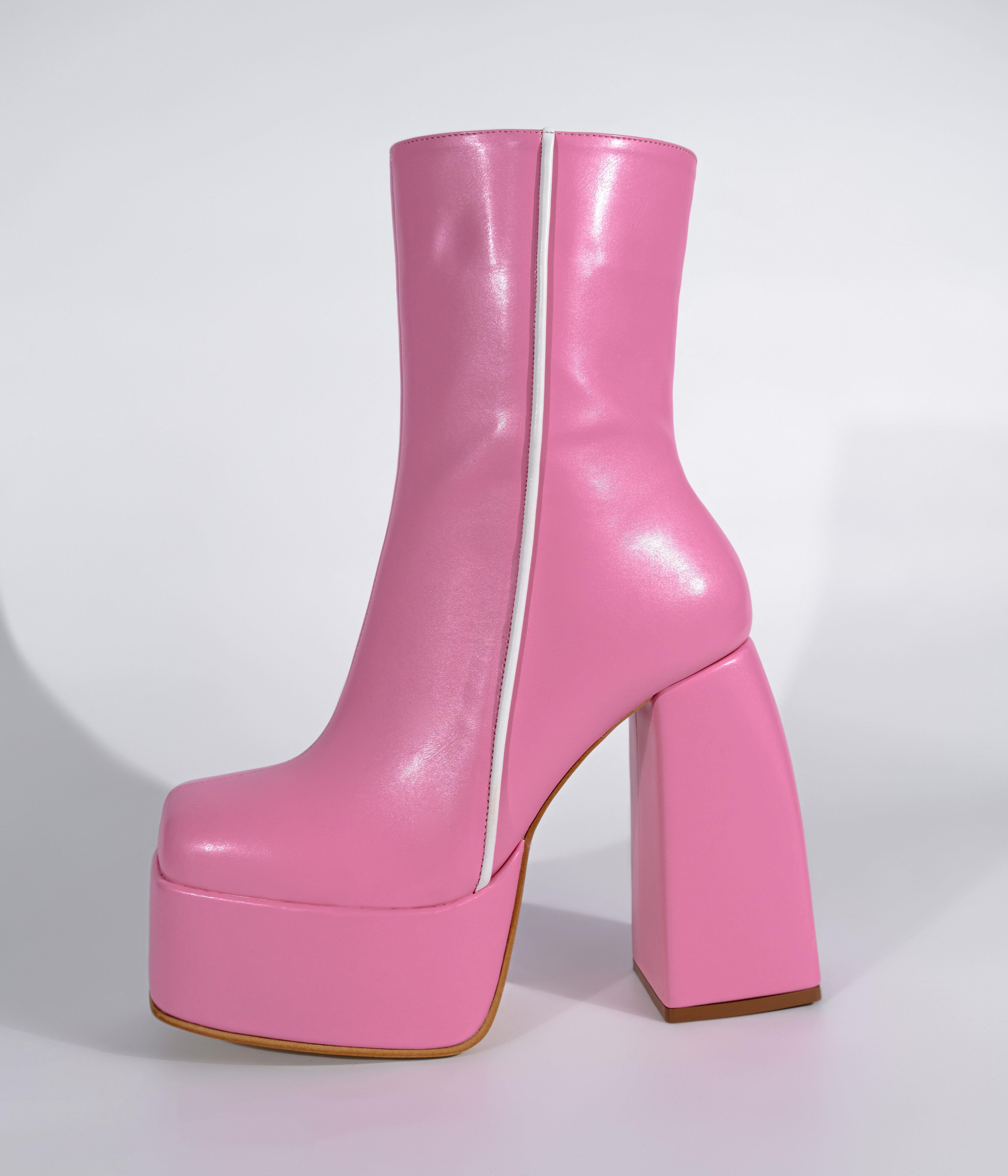 Astrid Pembe Mat Deri Yüksek Plaformlu Bot 