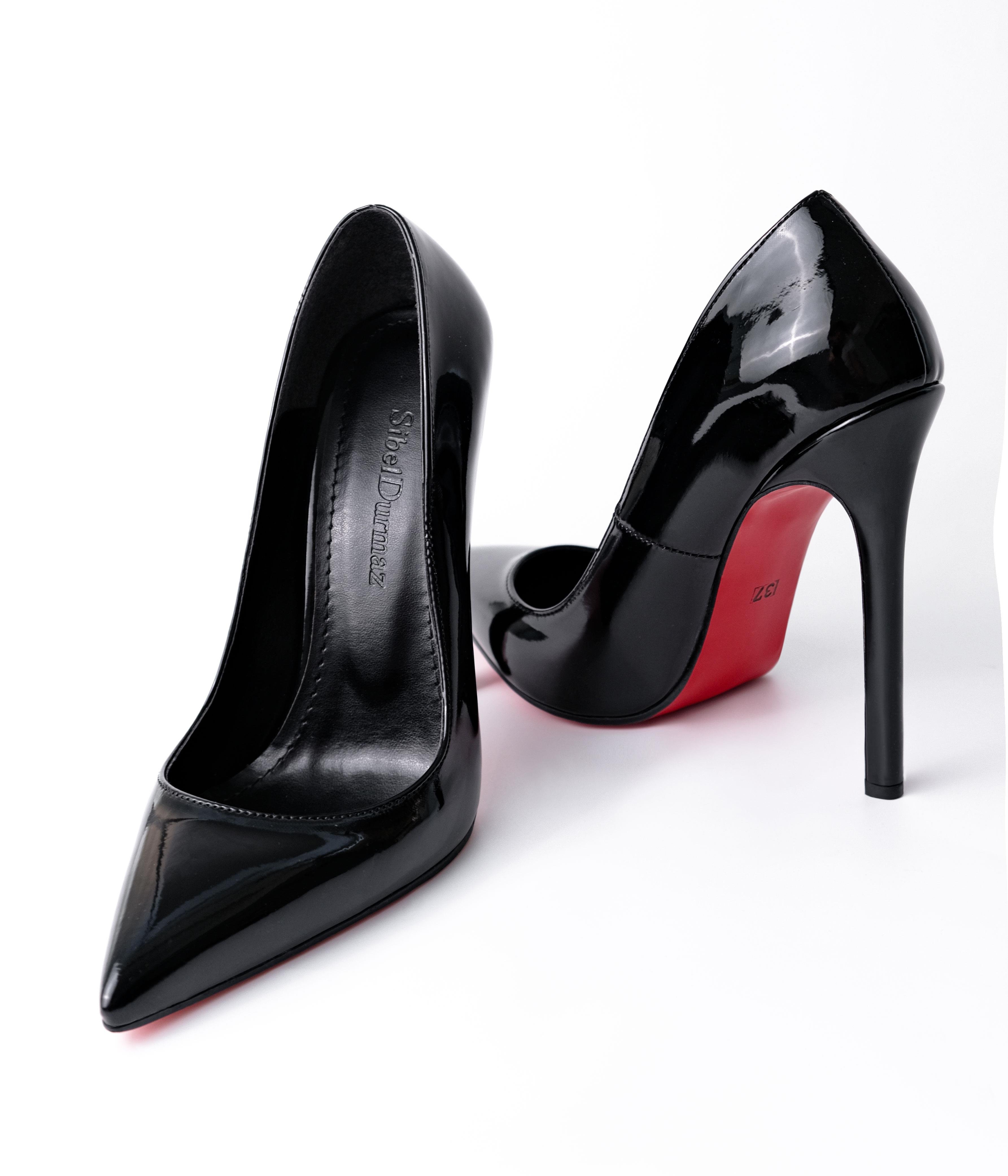 Capello Siyah Rugan Yüksek İnce Topuk Stiletto 