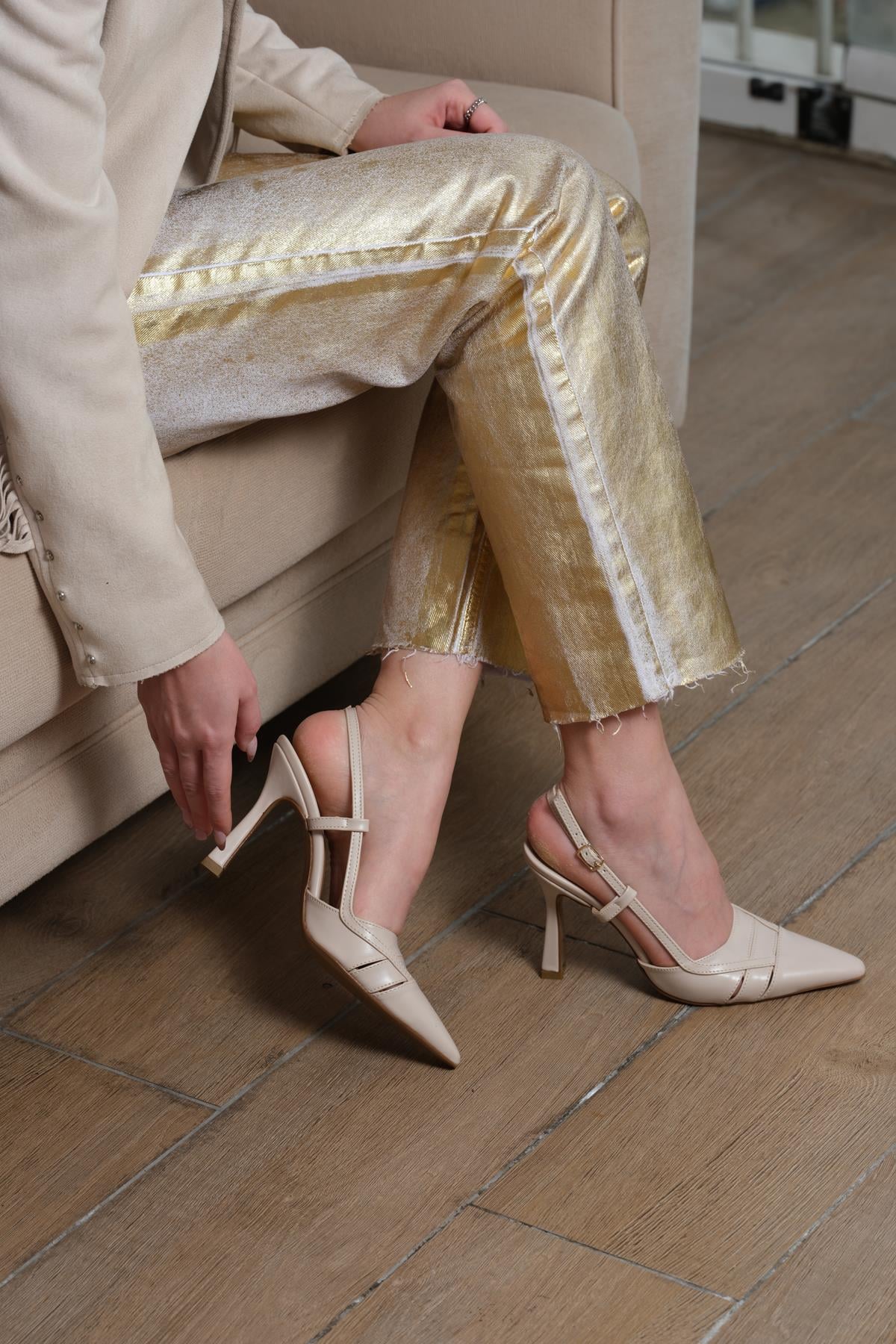 Eymi Nude Sivri Burun Stiletto Sandalet