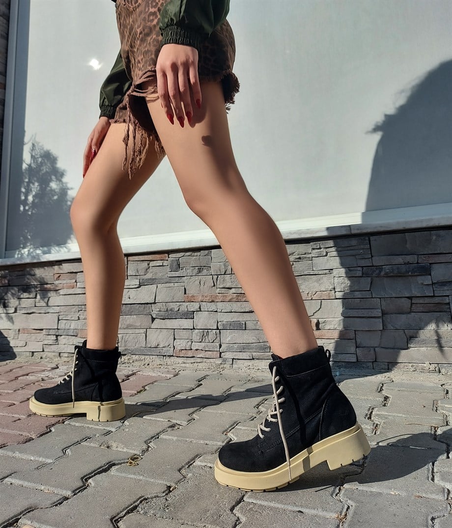 MONTERO Siyah Süet Nude Tabanlı Bot