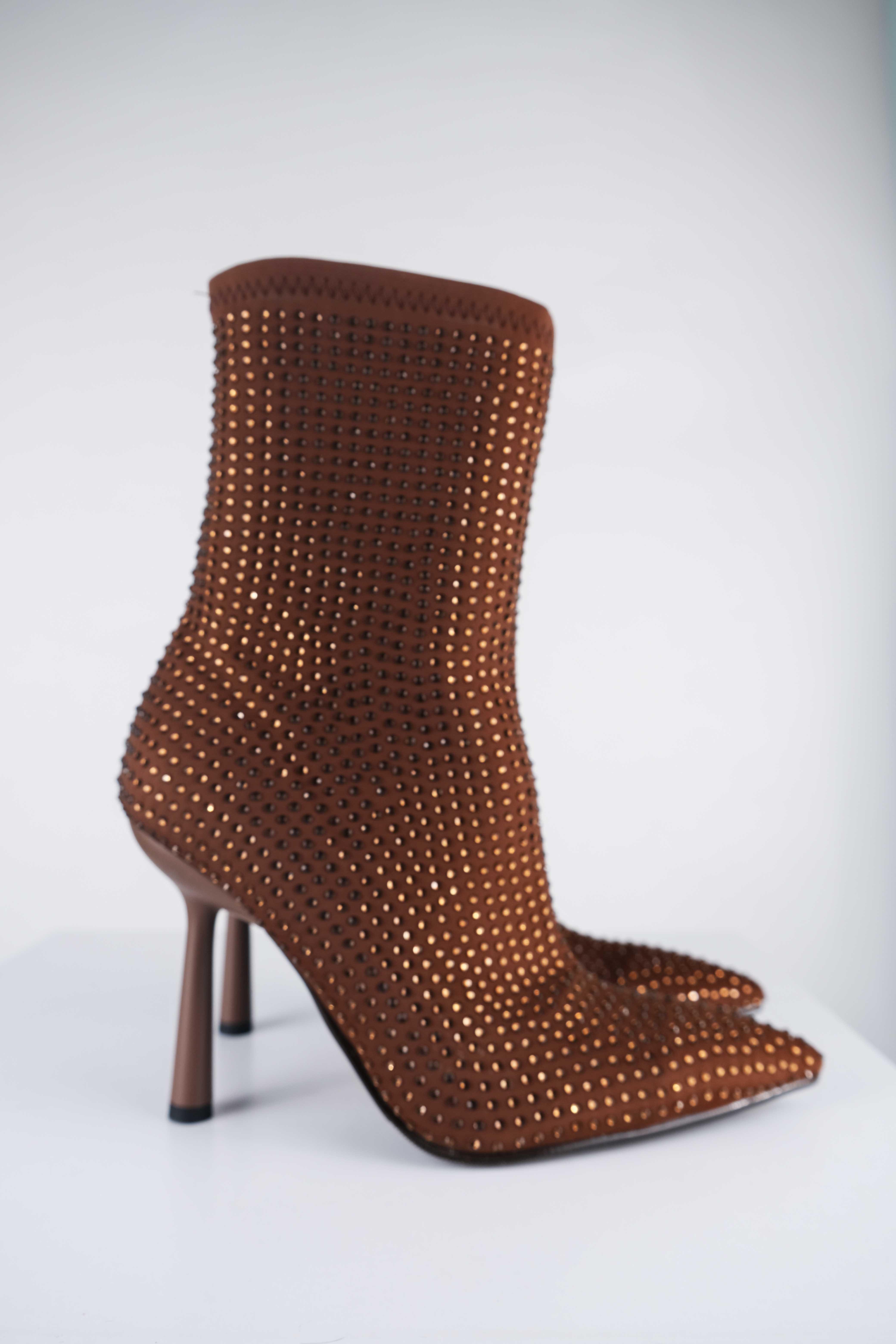 Rachel Kahverengi Taş Detaylı Streç Bot