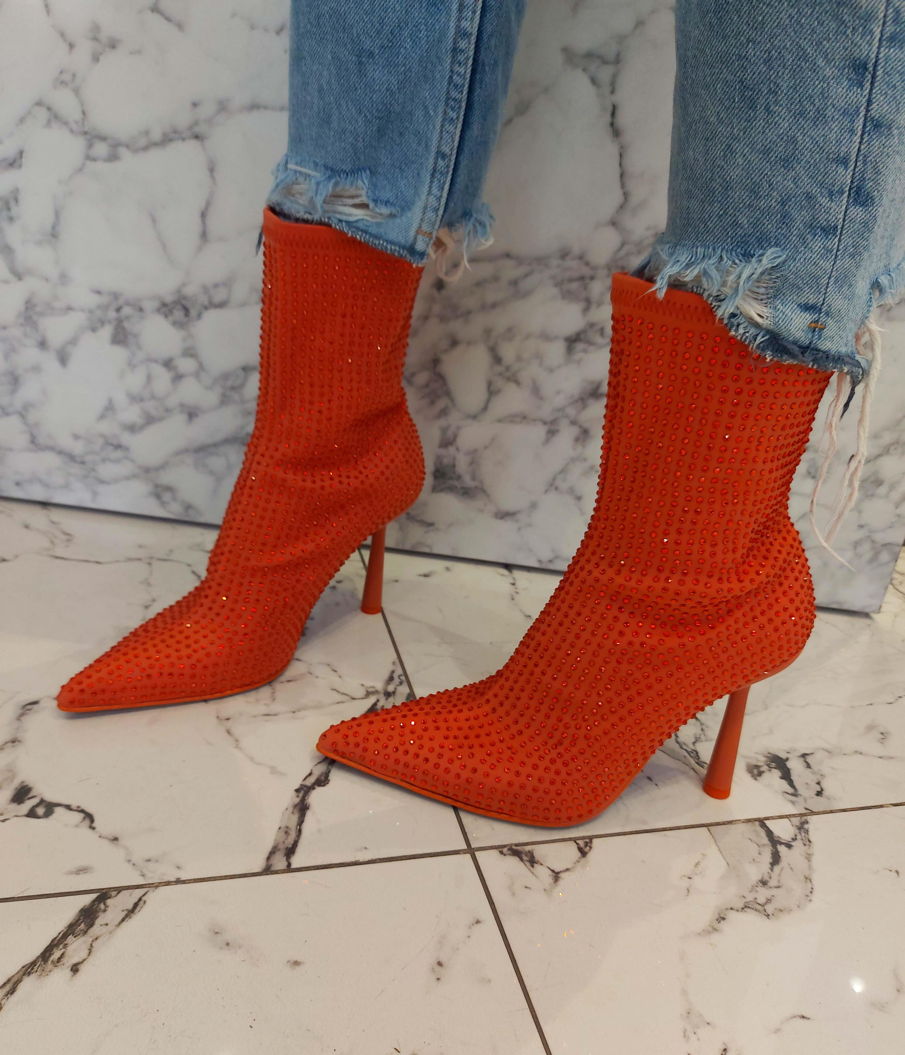 Rachel Turuncu Taş Detaylı Streç Bot