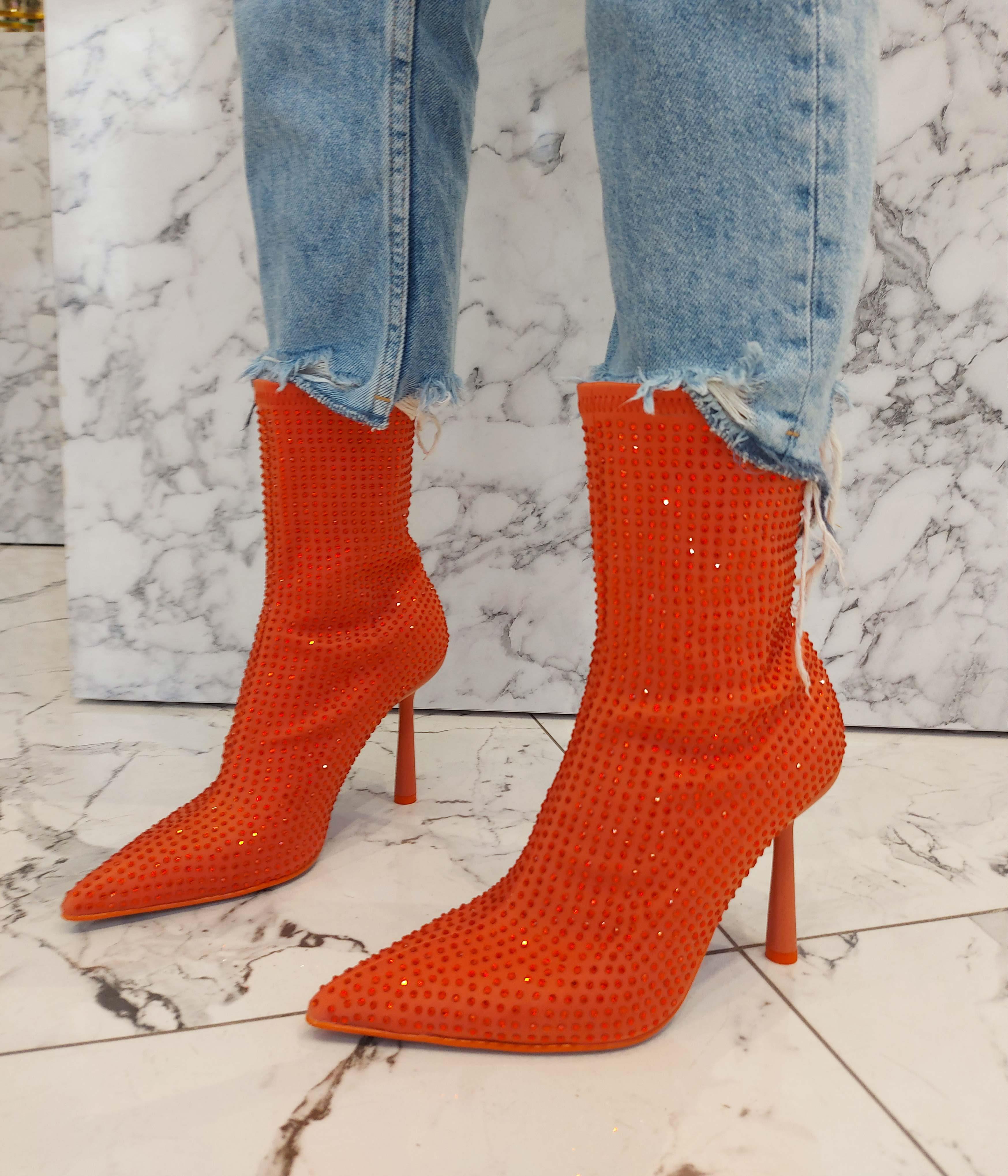 Rachel Turuncu Taş Detaylı Streç Bot