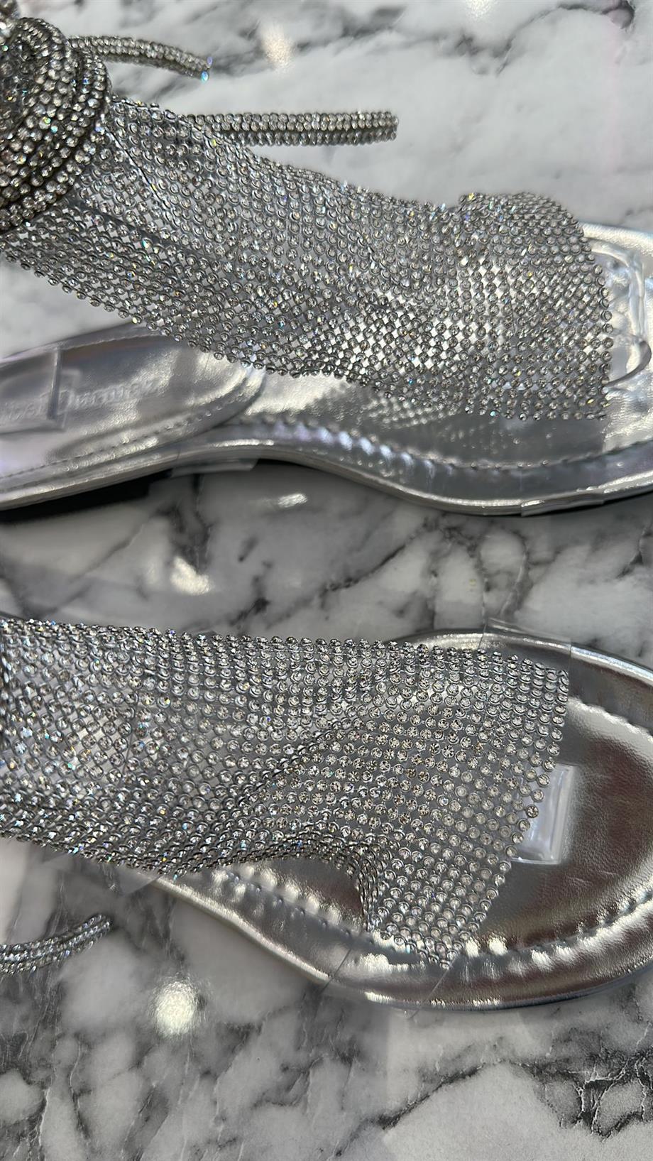 Sinpa Gümüş Taş Detaylı  Sandalet 