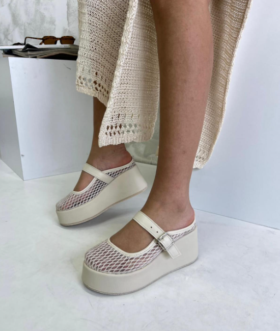 Sion Beyaz File Detaylı Sandalet