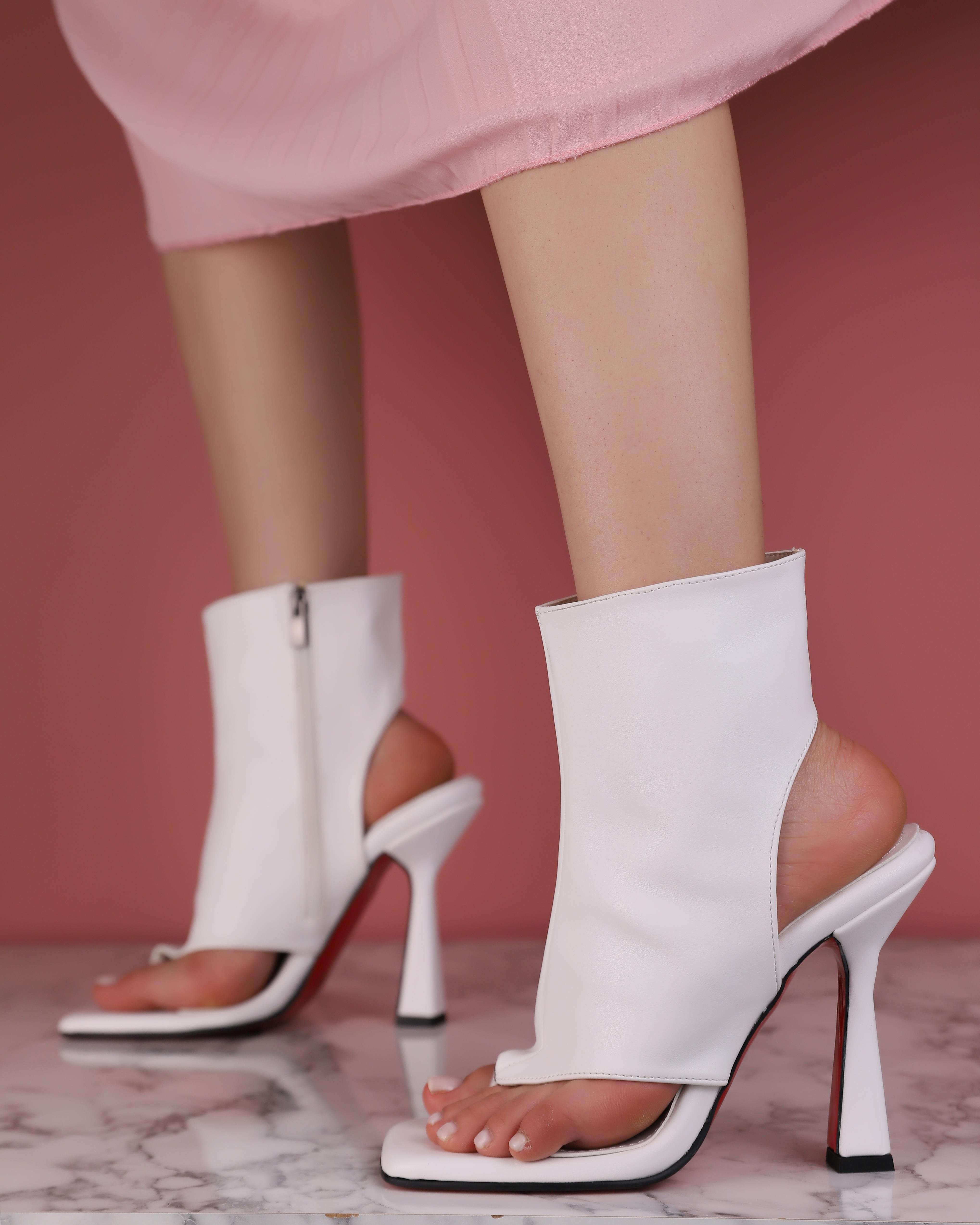 Tracy White Toe Booties 