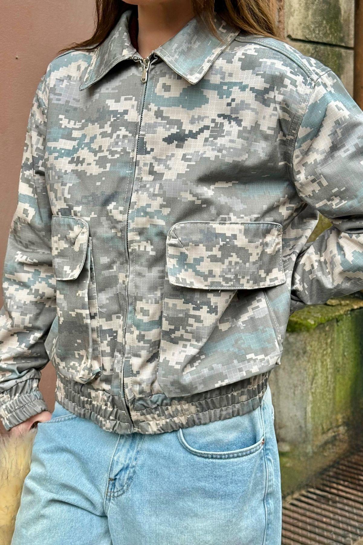  Kamuflaj Desenli Mevsimlik Bomber Ceket