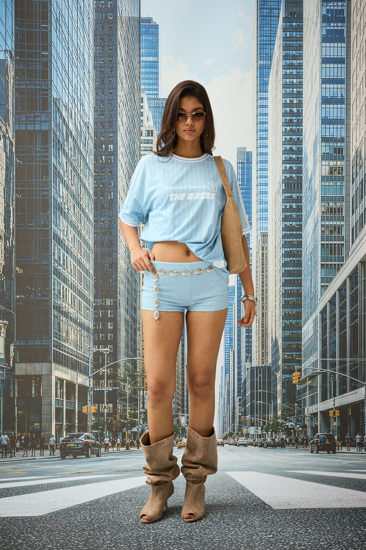 Bebe Mavi Bases Jersey Forma T-shirt