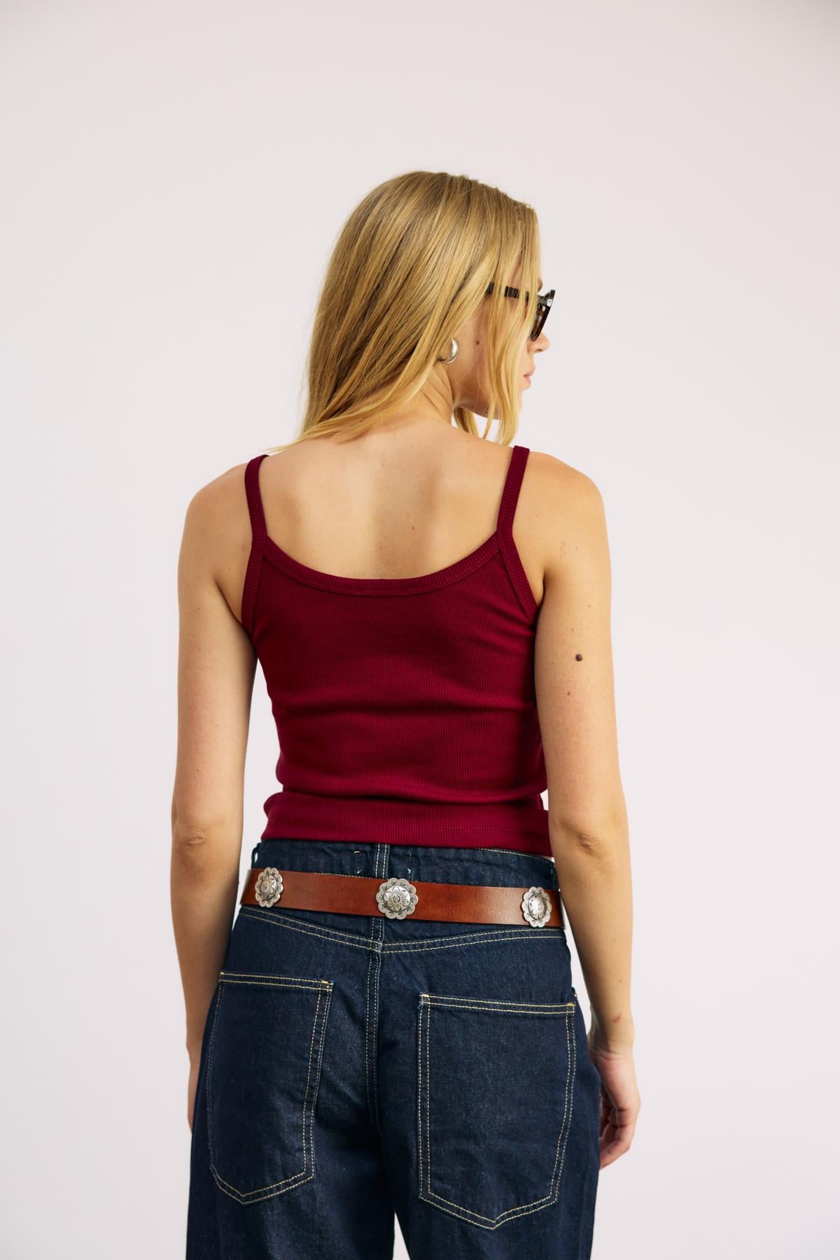 Bordo Fitilli Askılı Basic Atlet