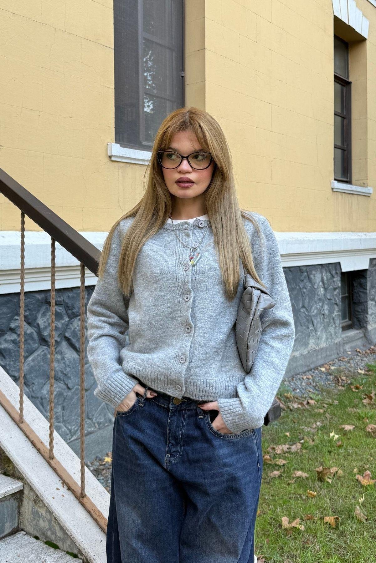 Grimelanj Düğmeli Triko Hırka