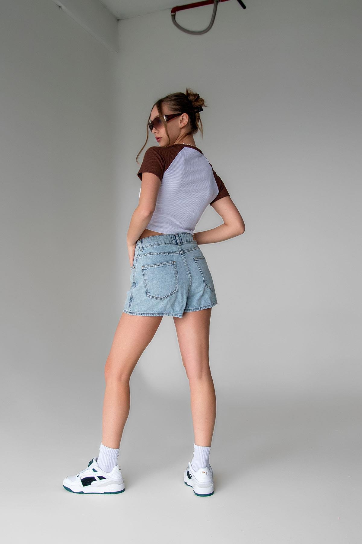Kadın Denim Mini Şort Etek