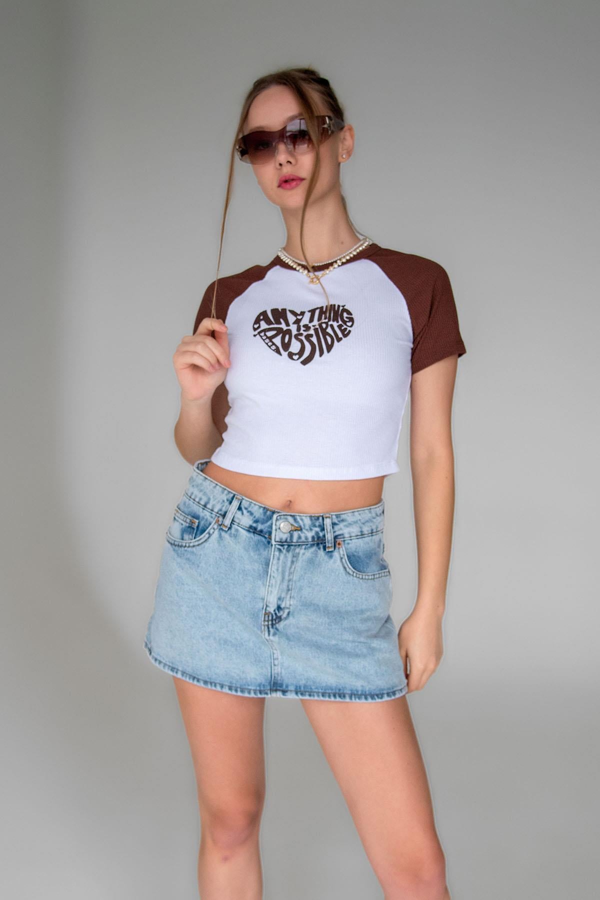 Kadın Denim Mini Şort Etek