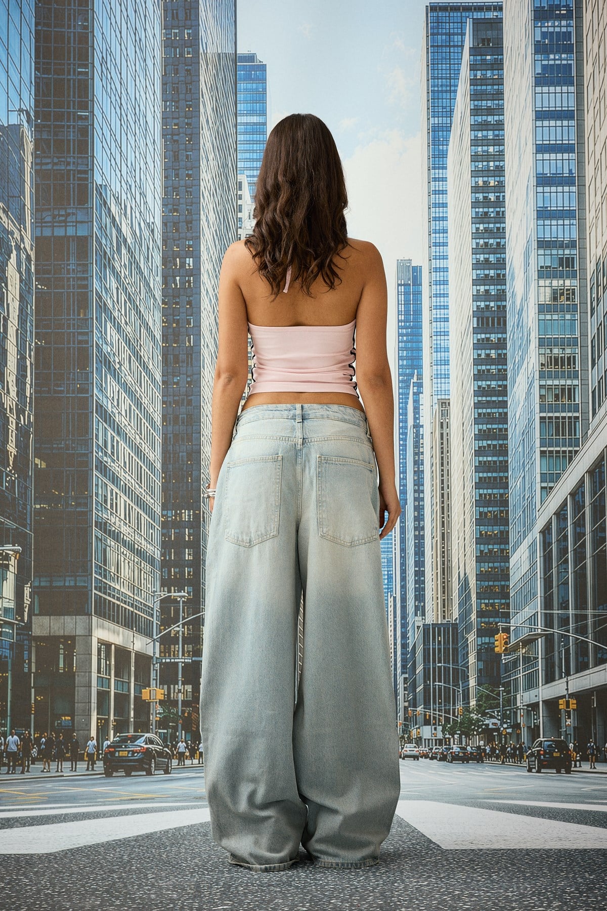 Kadın Mavi Bol Kesim Baggy Jean