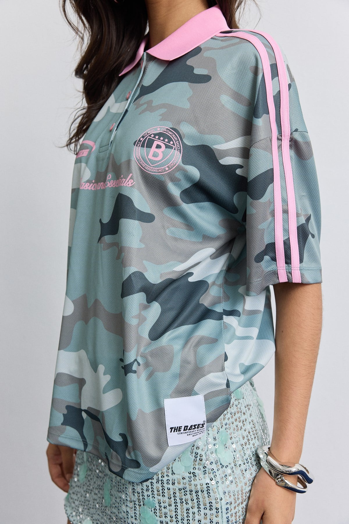 Kamuflaj Desenli Polo Yaka Jersey Forma T-Shirt