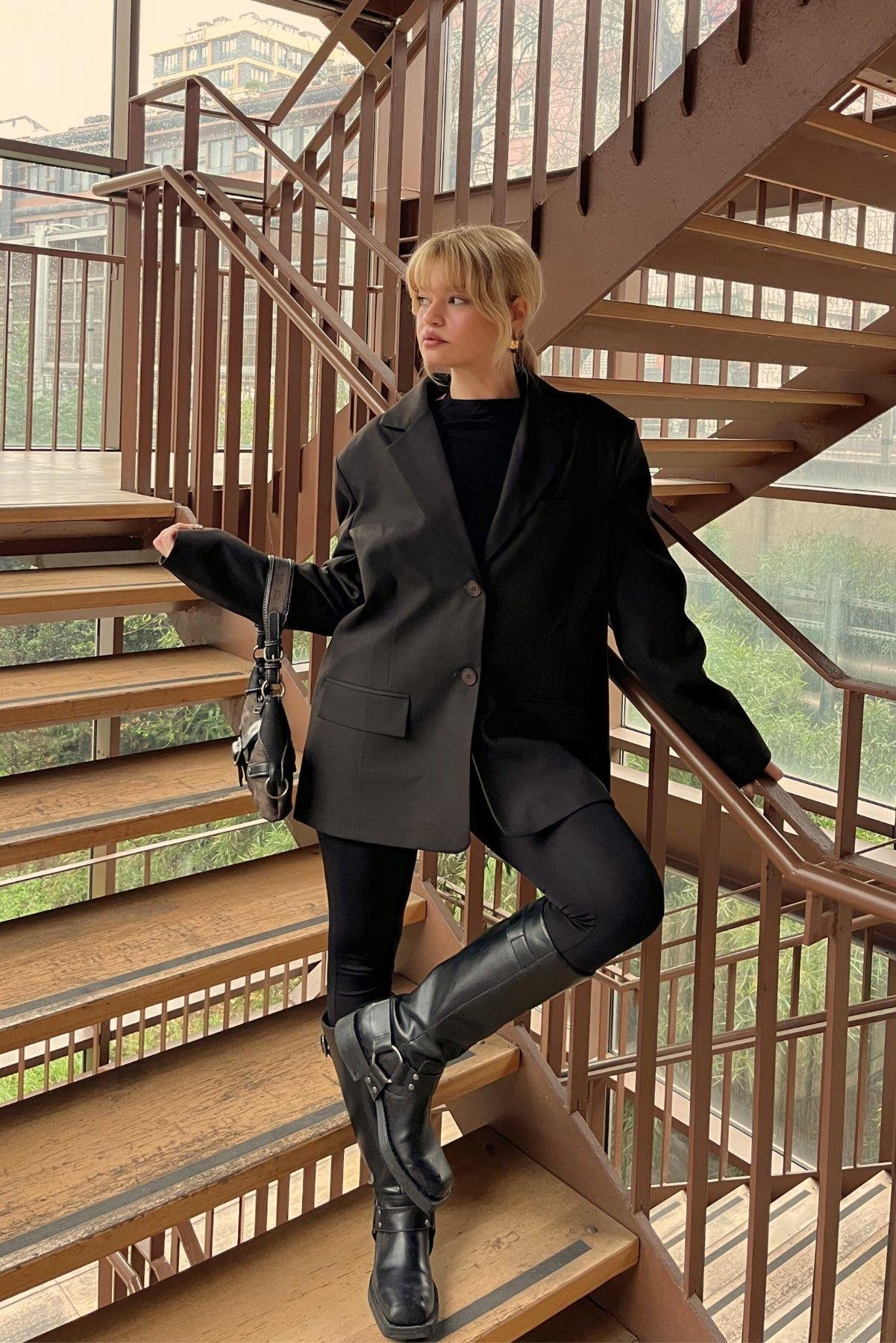 Koyu Kahverengi Oversize Blazer Ceket