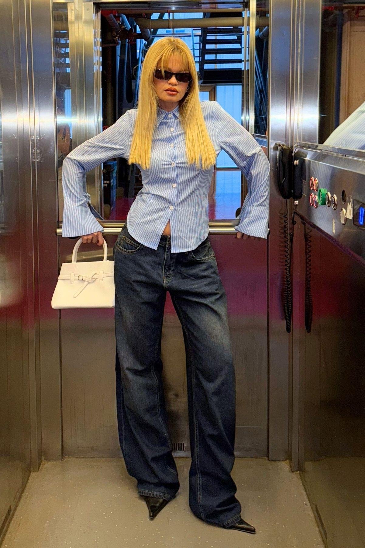 Koyu Mavi Baggy Fit Barrel Jean