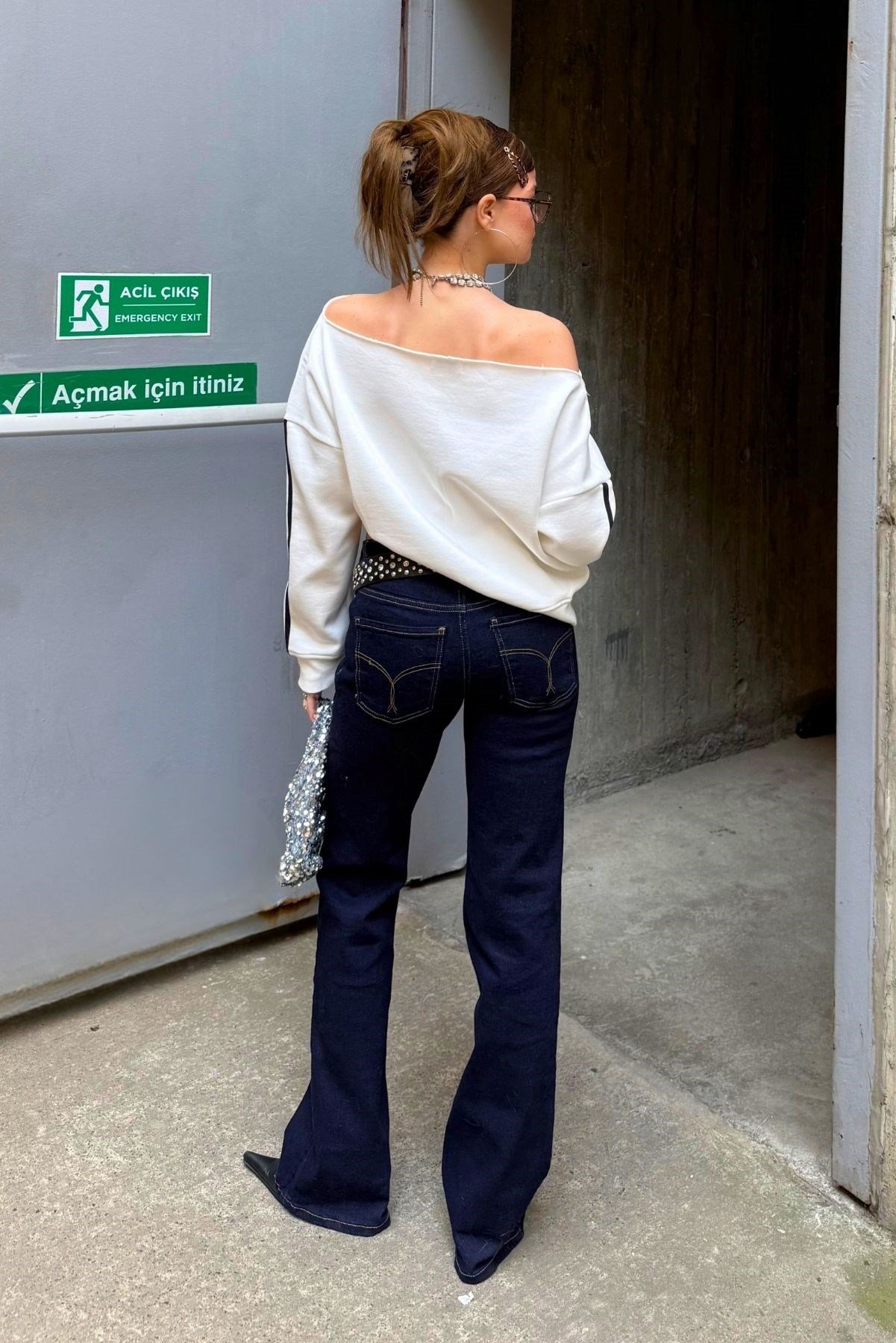 Lacivert Bootcut İspanyol Paça Düşük Bel Jean