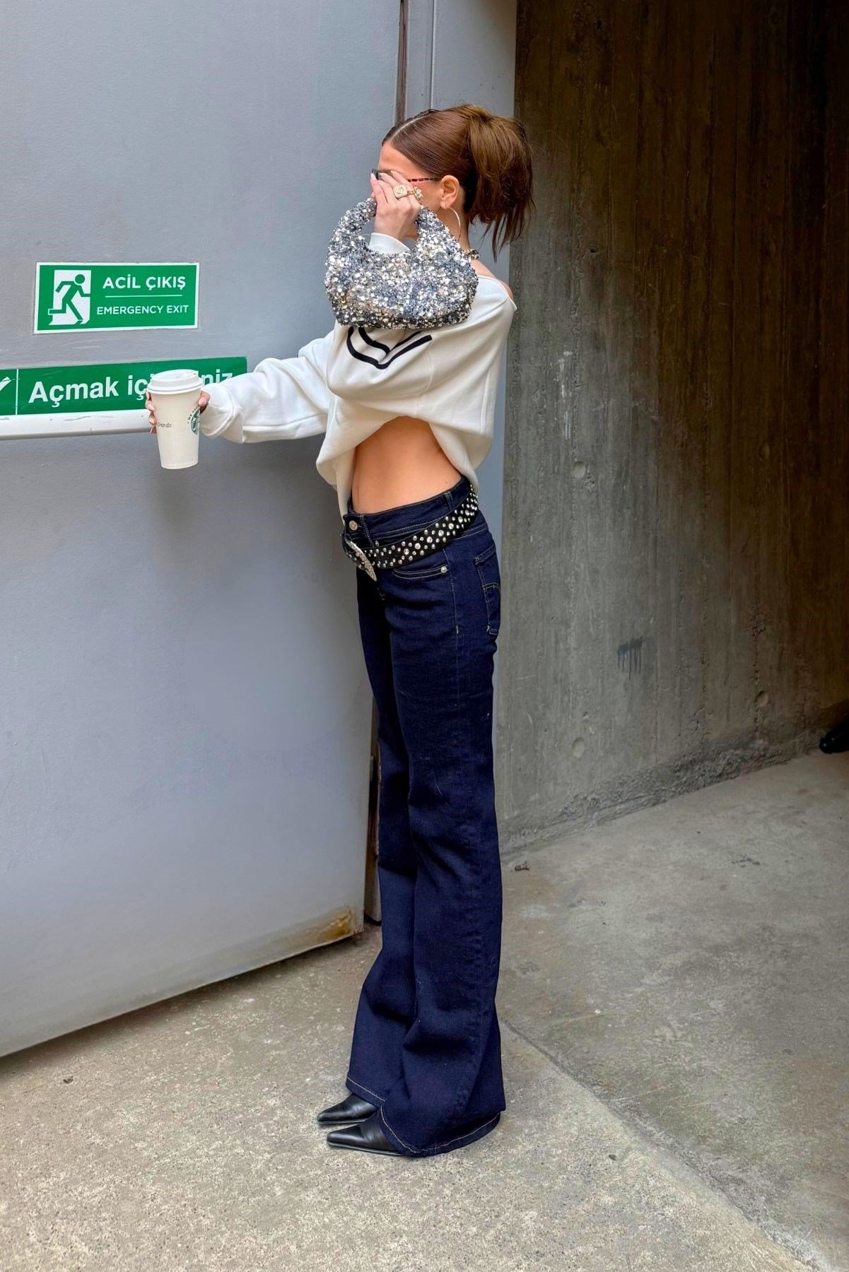 Lacivert Bootcut İspanyol Paça Düşük Bel Jean