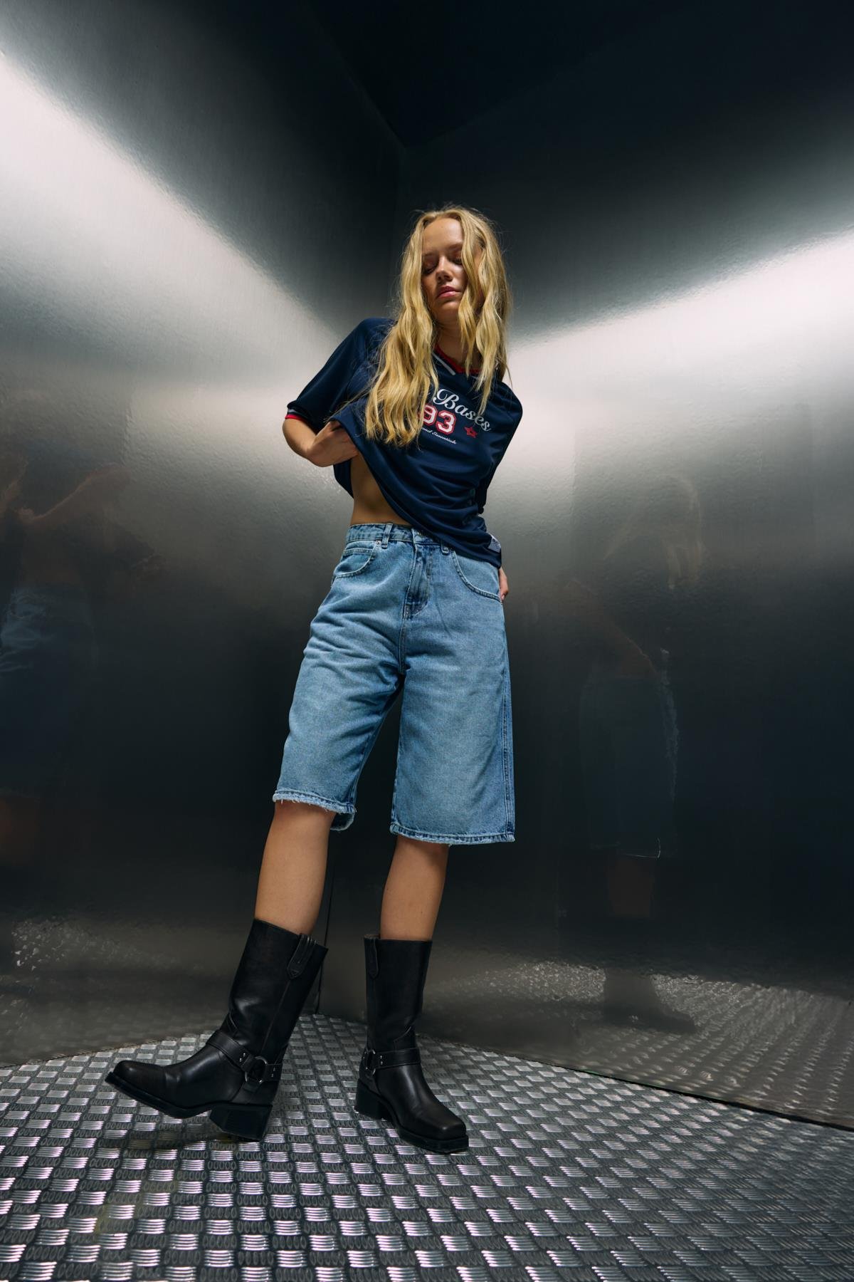 Mavi Baggy Denim Bermuda Şort